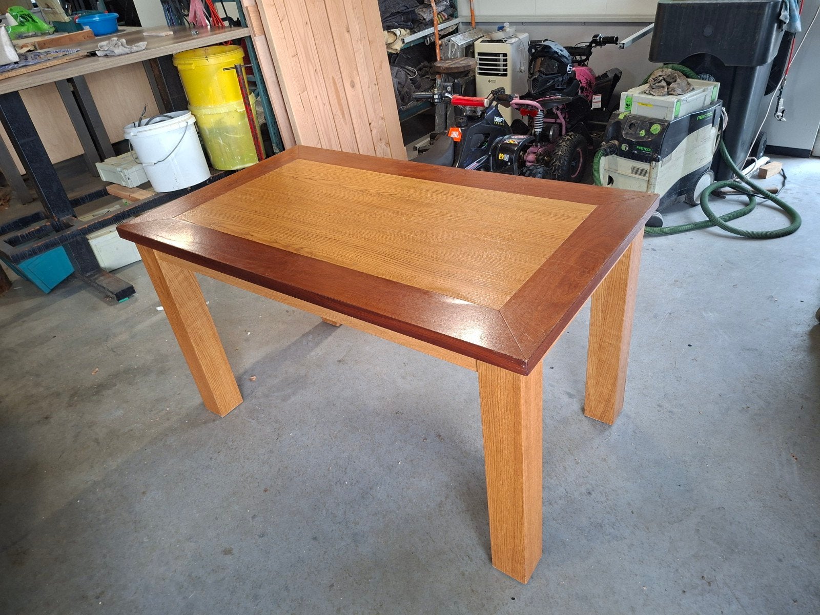 Tafel Eiken - Mahonie, Ophalen, Gebruikt, Eikenhout, 200 cm of meer