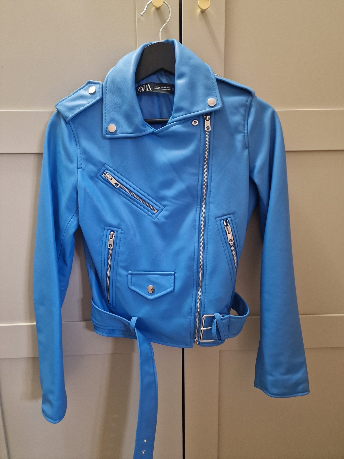 Zara bikerjas blauw maat xs, Verzenden, Zo goed als nieuw, Maat 34 (XS) of kleiner, Blauw