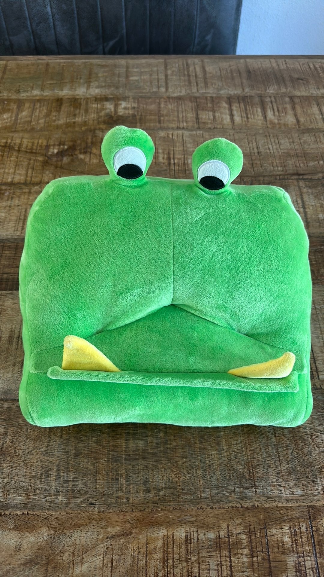 Leuke groene kikker tablet houder voor kinderen, Ophalen of Verzenden, Zo goed als nieuw, Groen, Textiel