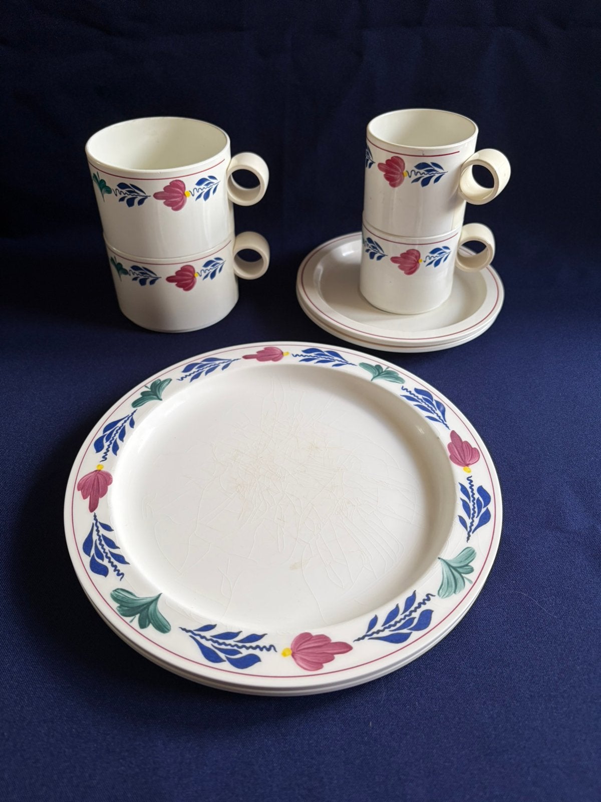 Boerenbont set mepal/ kunststof servies, Ophalen of Verzenden, Gebruikt, Overige materialen, Overige typen