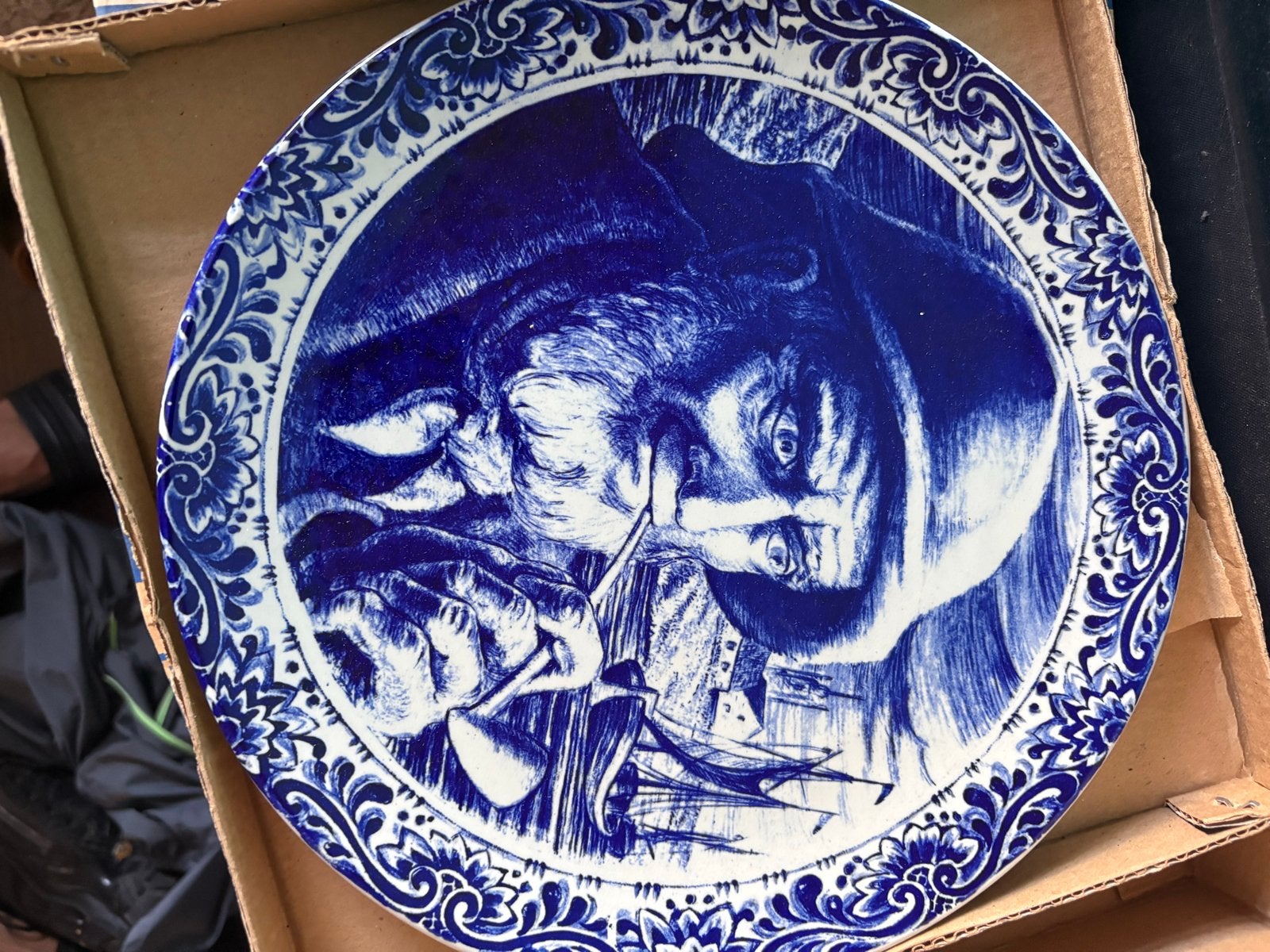 Set van 2 Antieke Boch Delft Blauwe Wandborden, Antiek en Kunst, Ophalen of Verzenden
