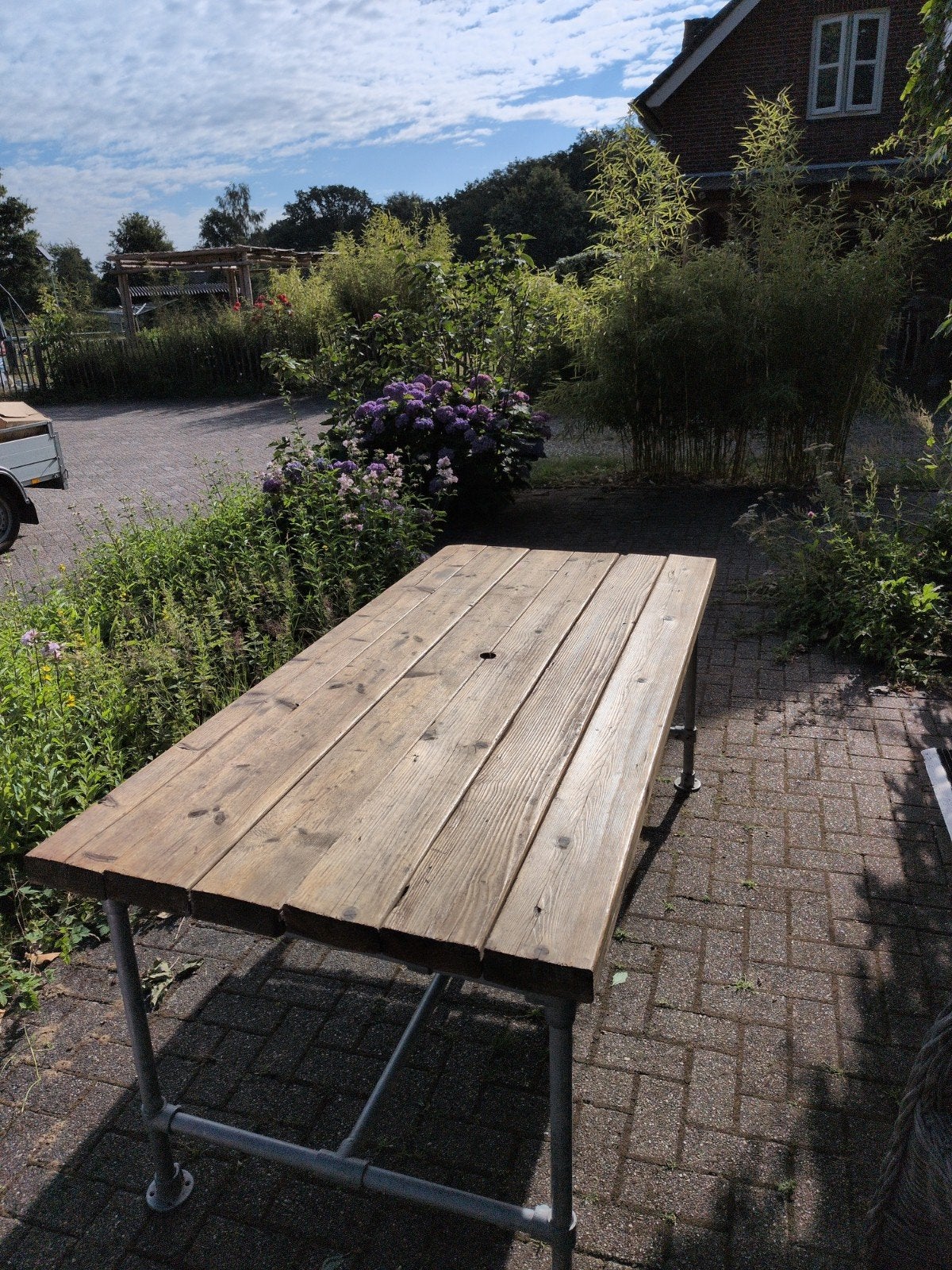 Tuintafel steigerhout 190 maal 90 maal 80 hoogte., Ophalen, Gebruikt, Rechthoekig, Hout