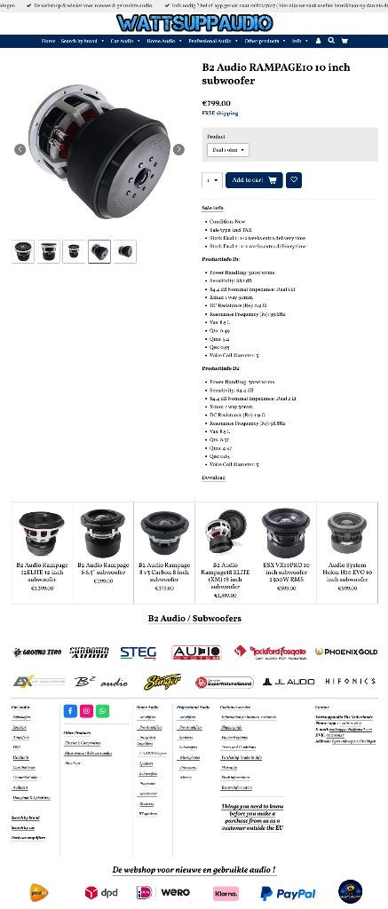 B2 Audio RAMPAGE10 10 inch subwoofer 3000W RMS, Auto diversen, ., Nieuw, Ophalen of Verzenden, Plantevej 35, 2870 Dyssegaard, Denmark
