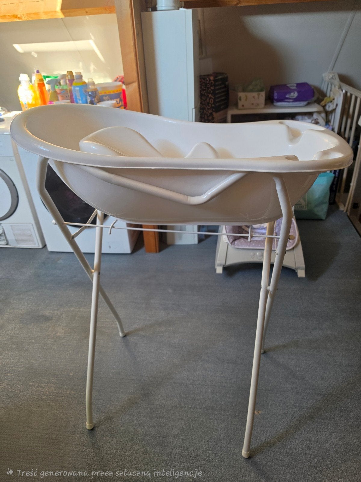 Babybadje met standaard - Wit, Gebruikt, Badje, Standaard, Ophalen