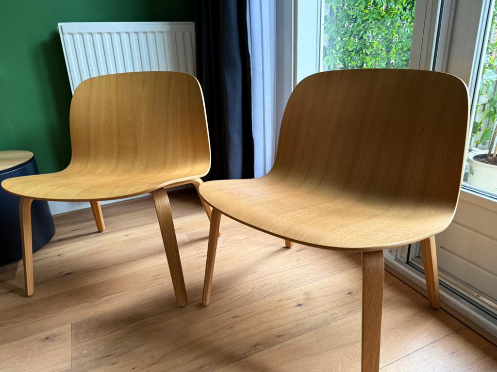 Muuto Visu Lounge, Beige Eik, los of samen, Huis en Inrichting, Stoelen, Ophalen, Modern design, Twee, Bruin