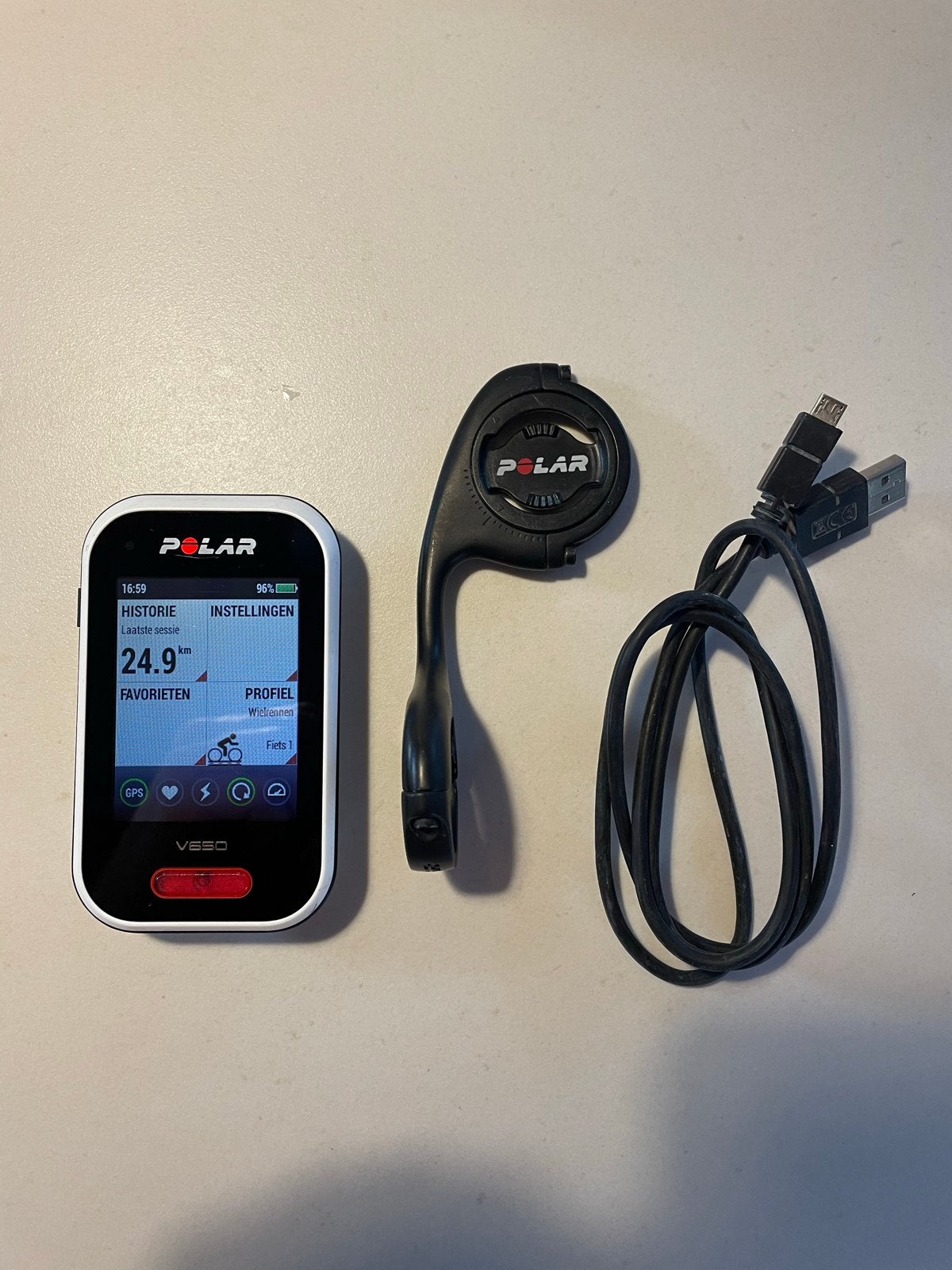 Polar V650 Fietscomputer, Ophalen of Verzenden, Draadloos, Gebruikt
