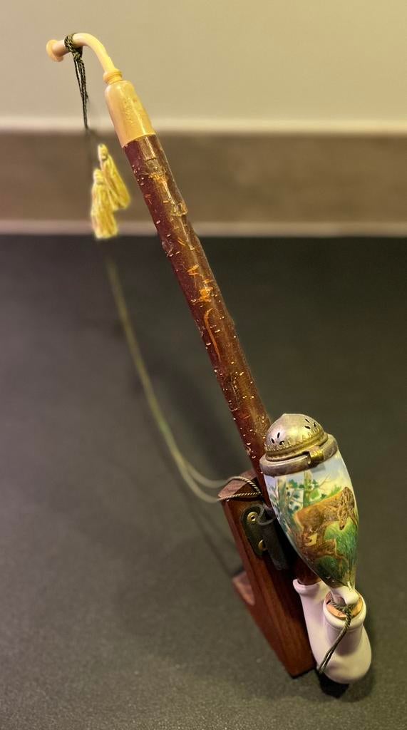 Antieke Duitse Stommel Pijp - 19e Eeuw Handgeschilderd, Ophalen of Verzenden