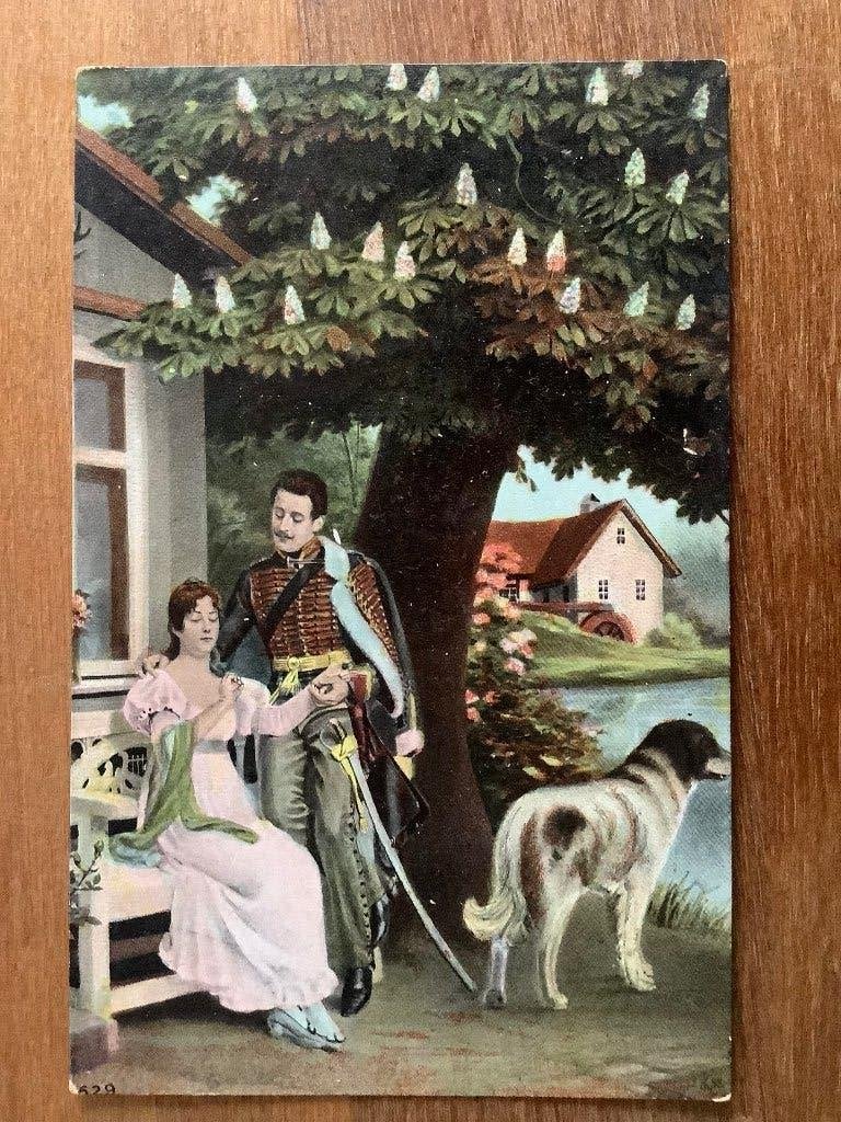 Hof maken o. e. bloeiende kastanje: huisje, boompje, beestje, Ophalen of Verzenden, Voor 1920, Seizoenen