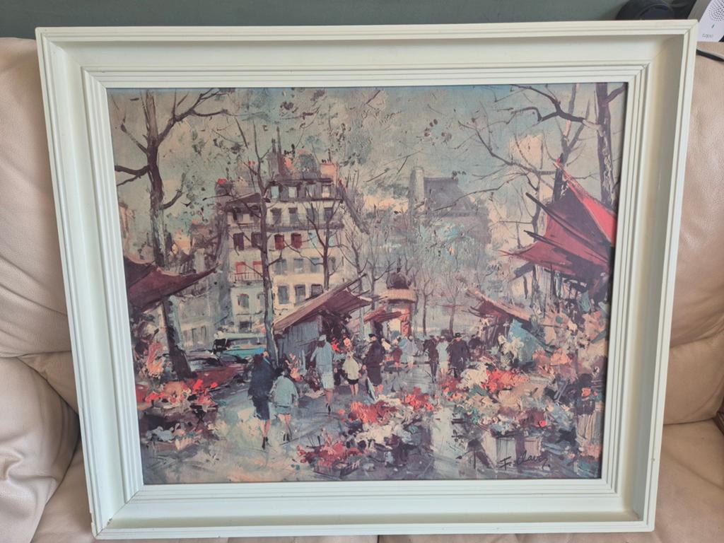 Print van F. Claver in lijst - Stadsgezicht, Antiek en Kunst, Kunst | Schilderijen | Klassiek, Ophalen