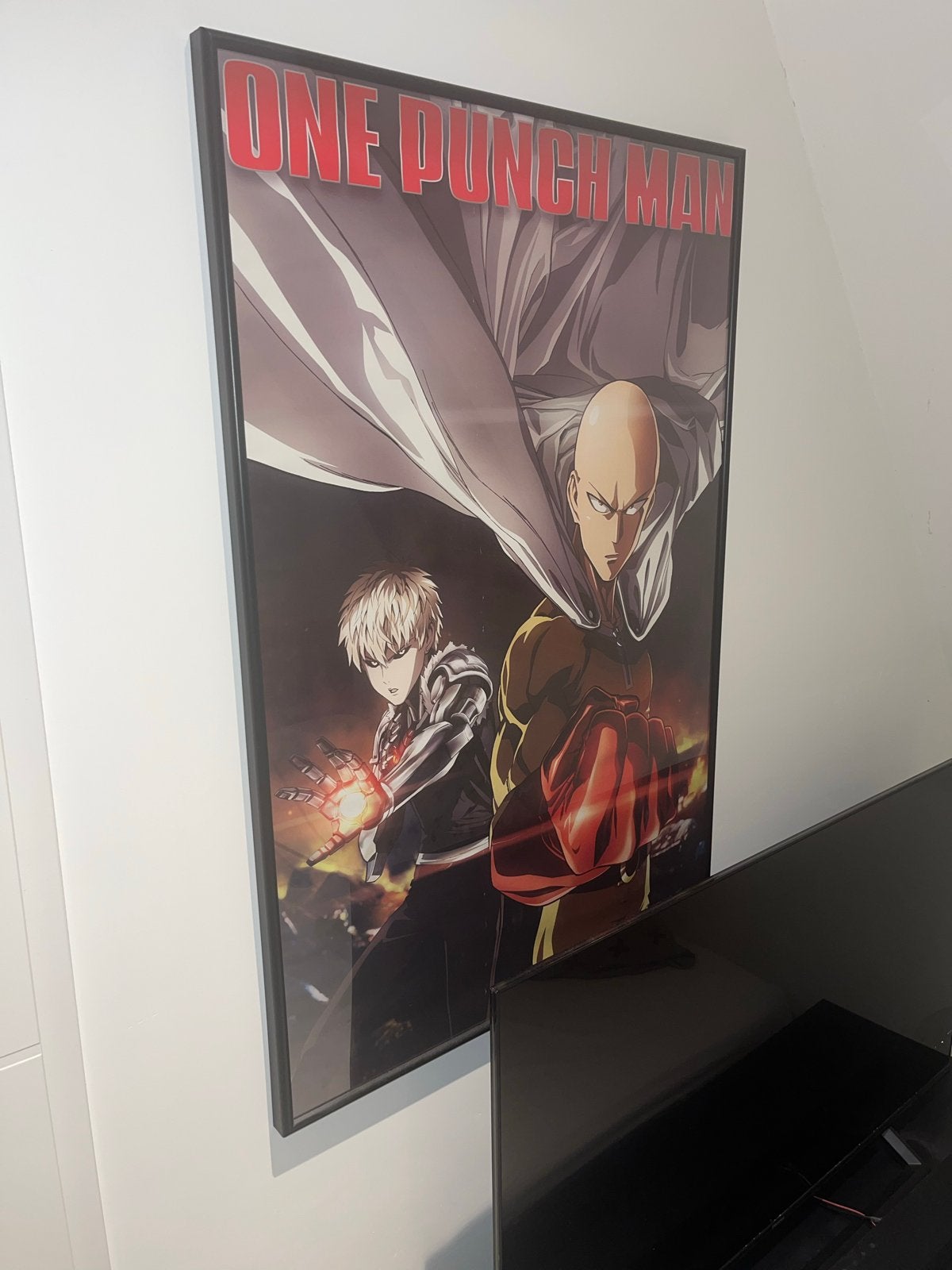 One Punch Man poster met lijst, Ophalen, Rechthoekig Staand, Met lijst, Deurposter of groter