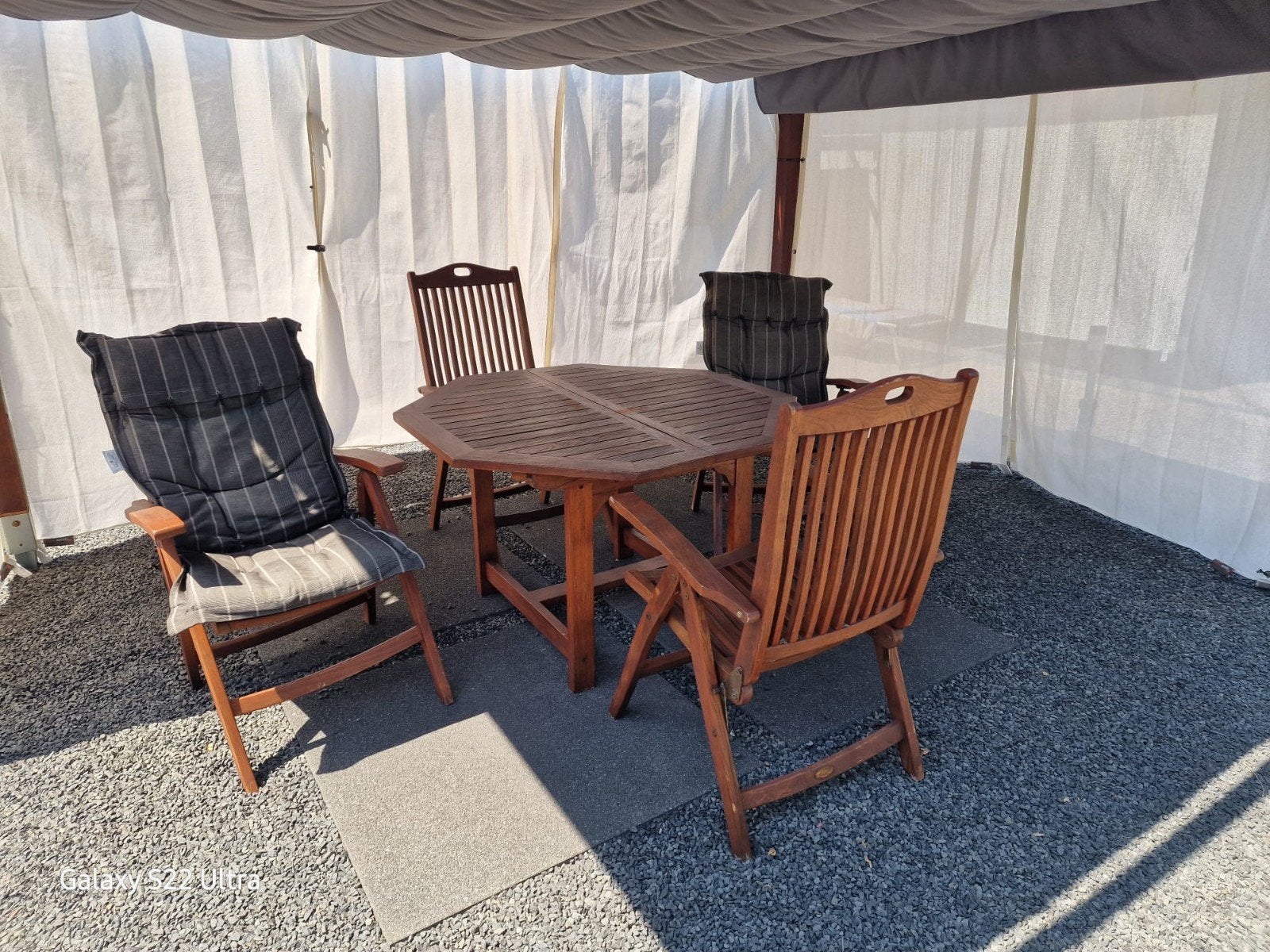 Uitschuifbare teakhouten tuintafel 120x120/170x120cm, Tuin en Terras, Tuintafels, Ophalen, Gebruikt, Vierkant, Teakhout
