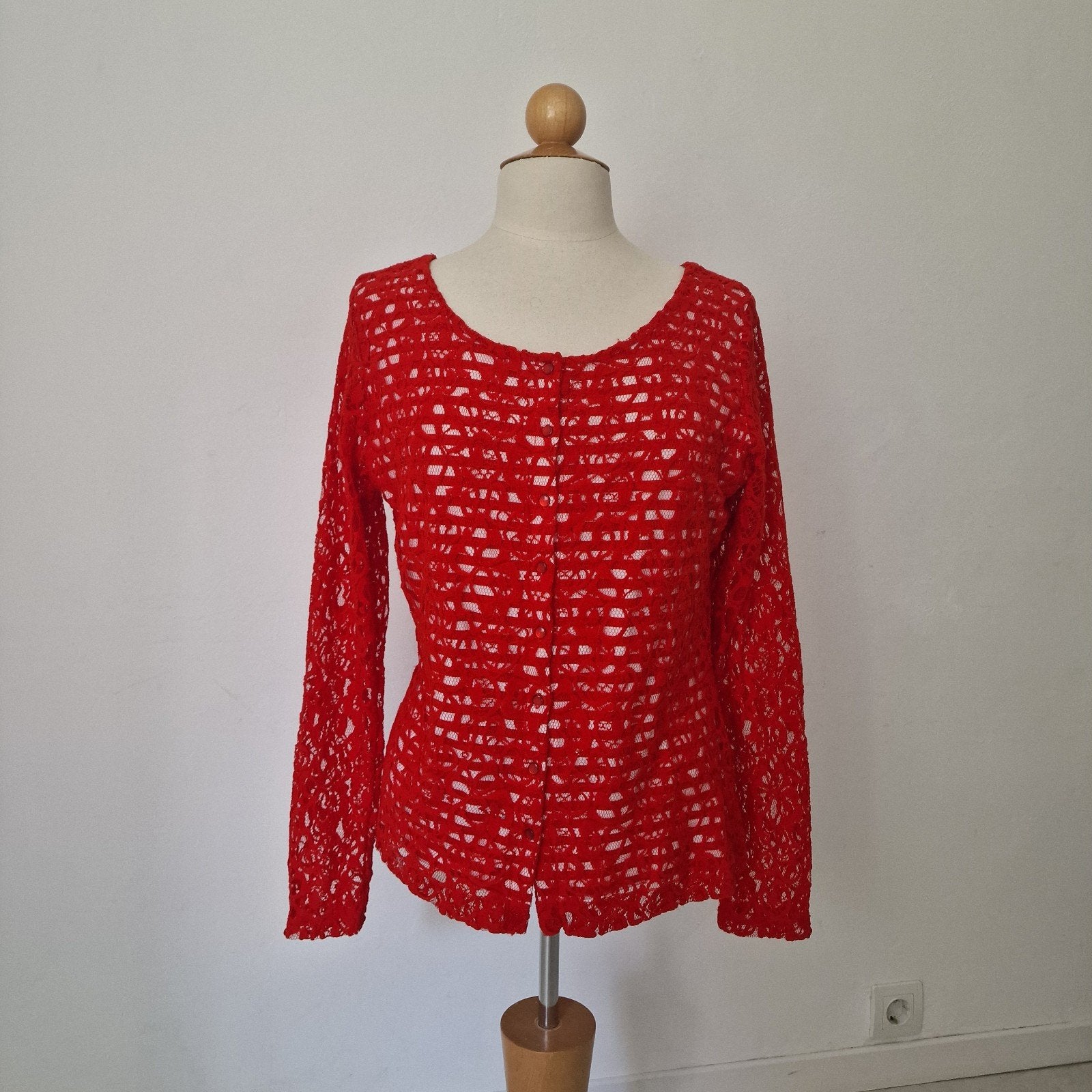 Juffrouw Jansen vest maat Xl. strech. Mouwen doorschijnend, ., Maat 46/48 (XL) of groter, Ophalen of Verzenden, Zo goed als nieuw