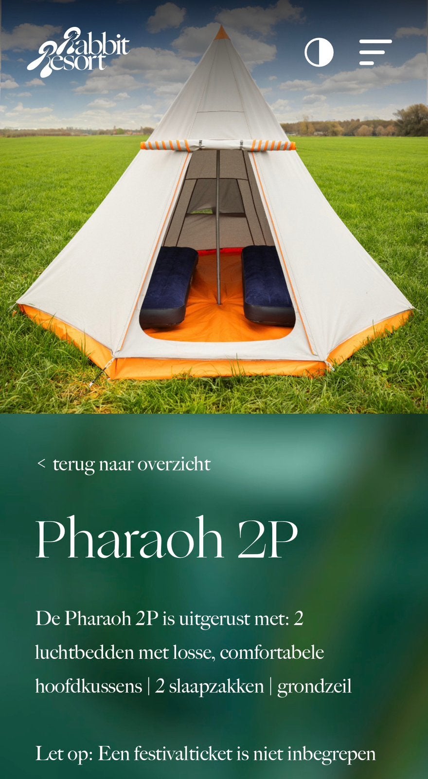 Dtrh Down the rabbit hole 2p tent Pharaoh, Tickets en Kaartjes, Evenementen en Festivals, Twee personen