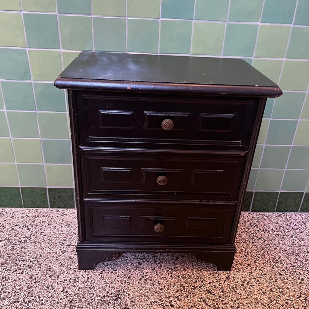 Vintage zwart nachtkastje / ladekastje - 53x63x32 cm, Ophalen
