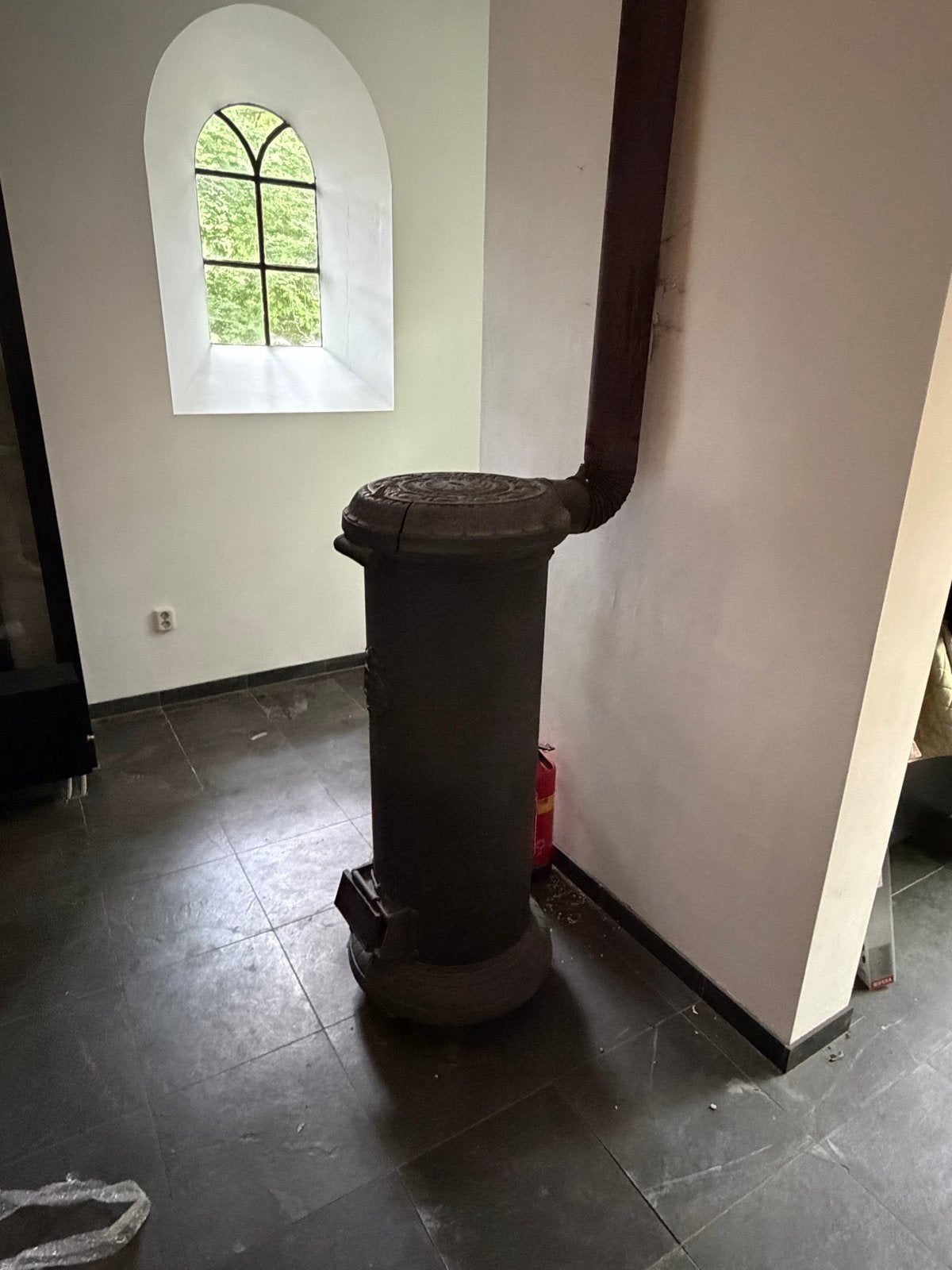 Antieke Potkachel Boerderijstijl - Godin, Huis en Inrichting, Kachels, Ophalen, Potkachel, Gebruikt, Vrijstaand