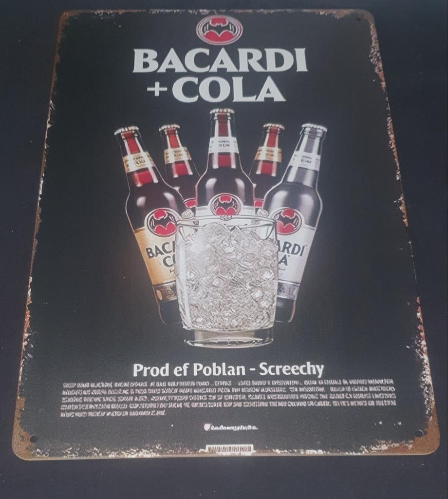 Bacardi cola wandbord, perfect voor de man cave, bar, kroeg, Verzamelen, Merken en Reclamevoorwerpen, Ophalen of Verzenden, Nieuw