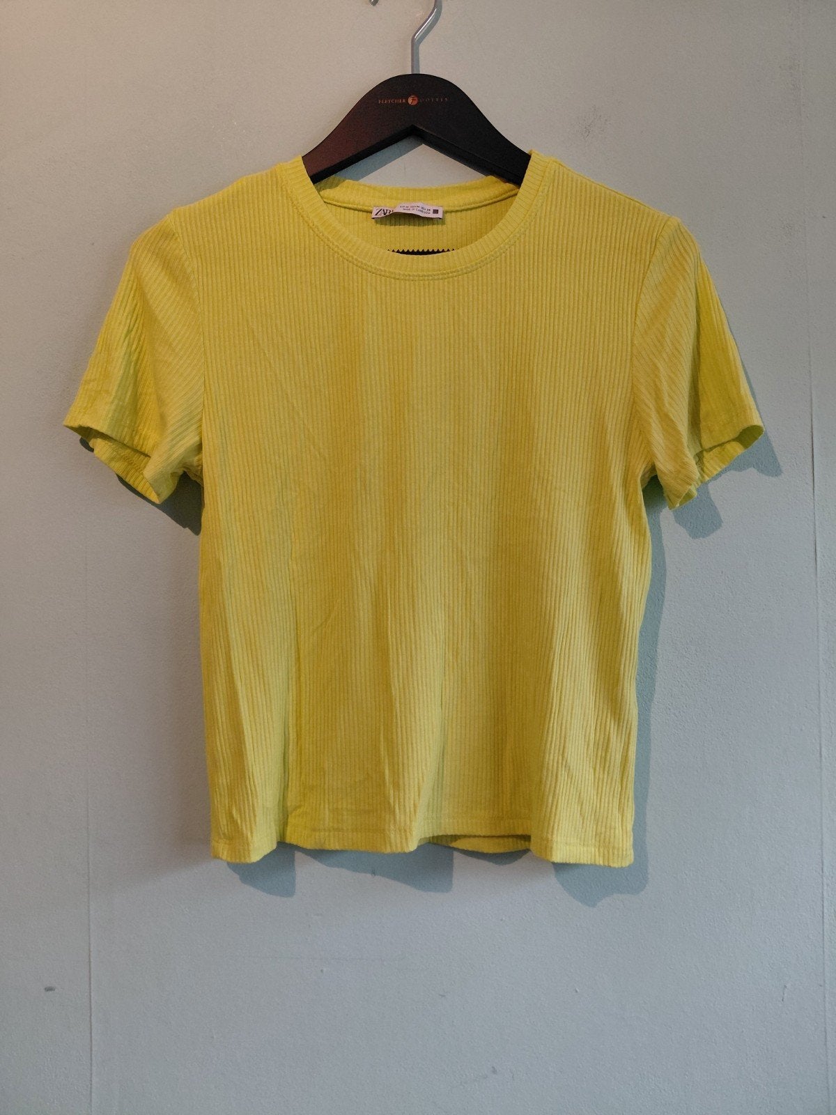 Zara Geribbelde Top Korte Mouw - Maat M, Maat 38/40 (M), Zara, Geel, Ophalen of Verzenden