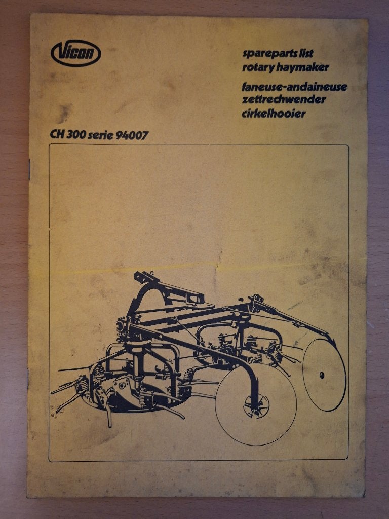 Onderdelenboek Vicon cirkelhooier CH 300 serie 94007, Boeken, Ophalen of Verzenden, Gelezen, Tractor en Landbouw