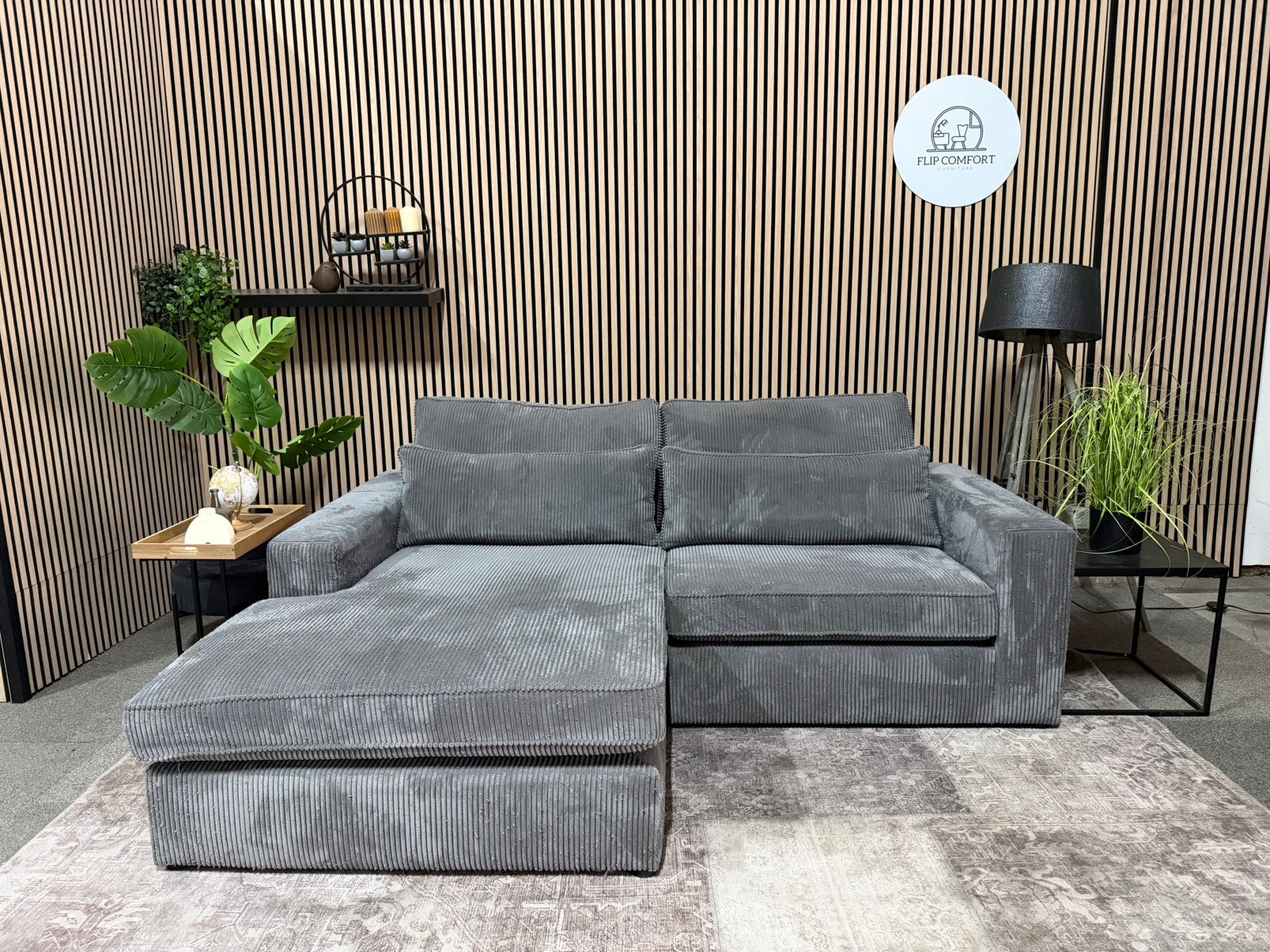 “GRATIS LEVERING” Ribstof hoekbank! 225x170, Huis en Inrichting, Banken | Bankstellen, 125 tot 150 cm, Verzenden, Rib, grijs, zgan