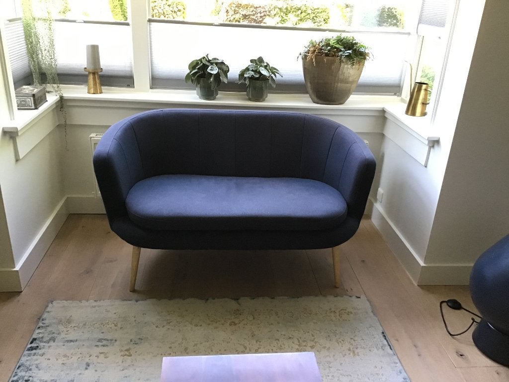 2-zitsbank GISTRUP - donker blauw, Ophalen, Gebruikt, Tweepersoons, 75 tot 100 cm