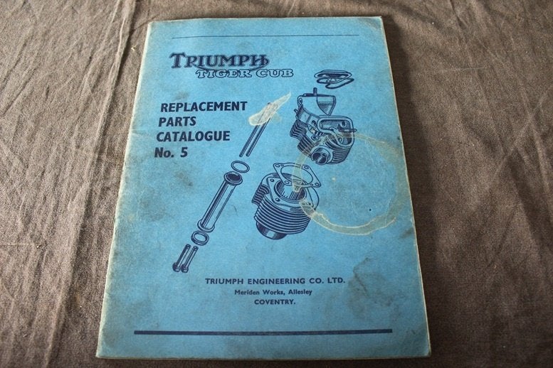 Triumph Tiger Cub T20 T20C 1958 motorcycle parts catalogue, Ophalen of Verzenden, Triumph