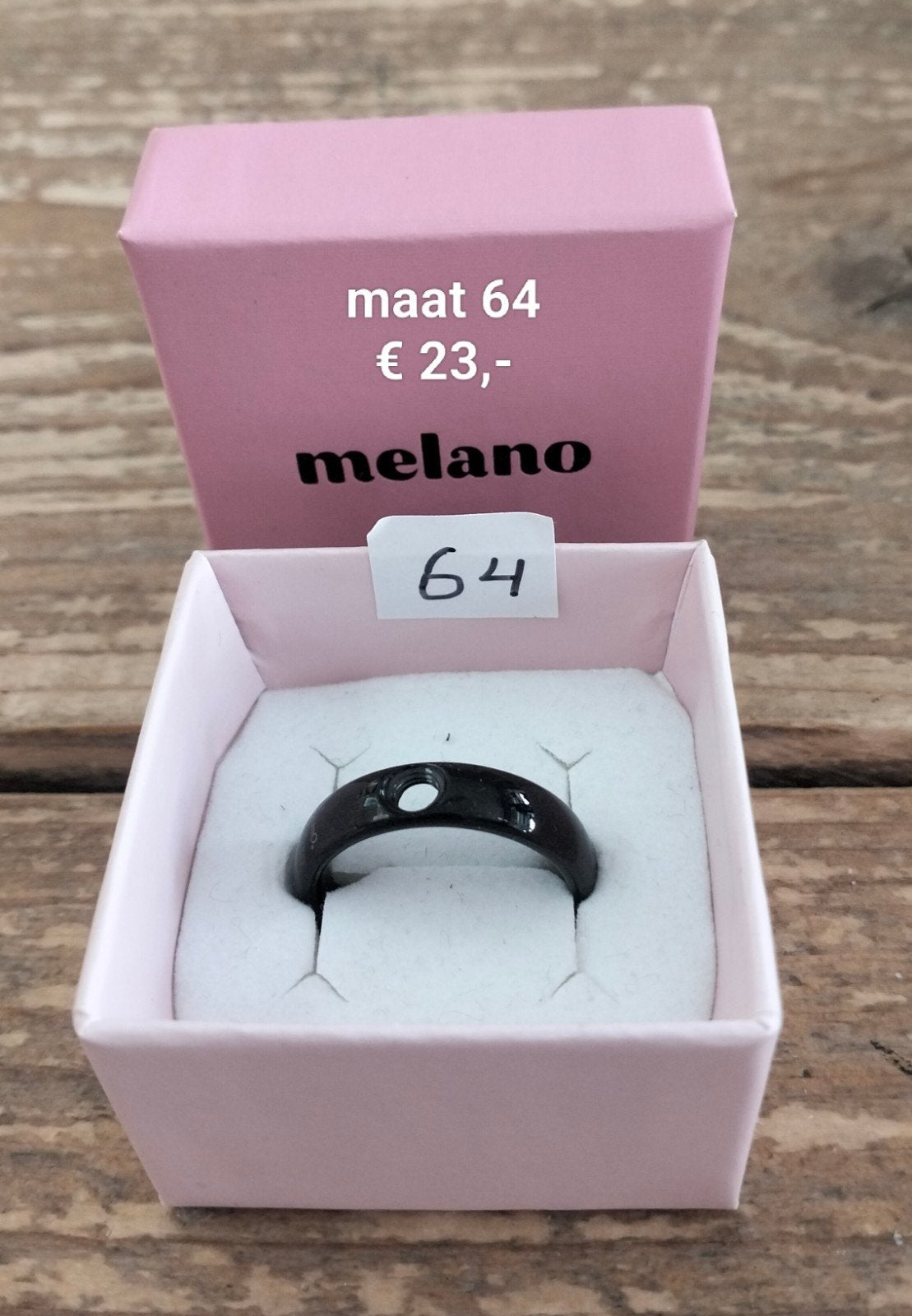 Melano zwarte ring maat 64, 20 of groter, IJzer of Staal, Zwart, Nieuw