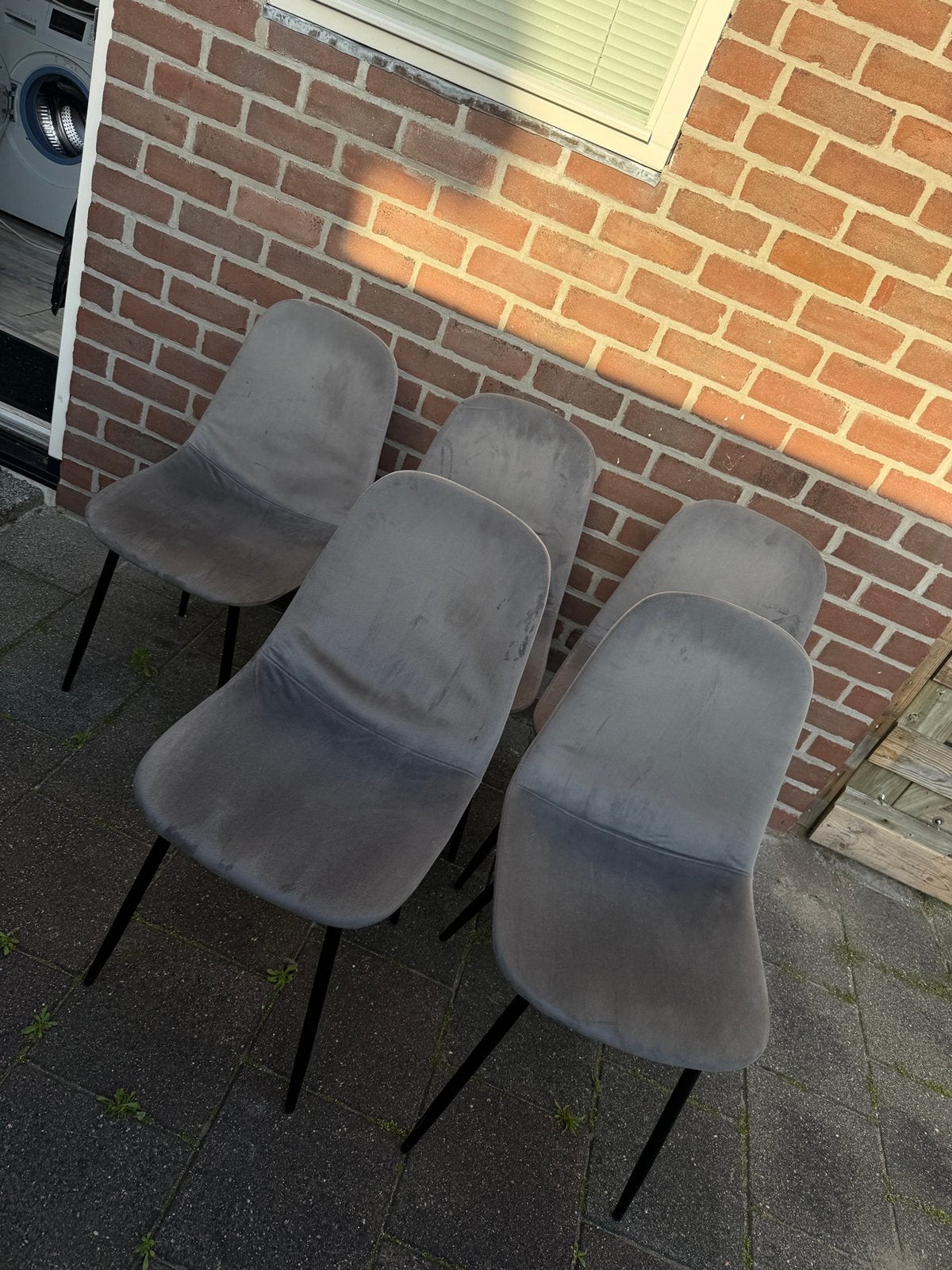 5 stoelen, Ophalen of Verzenden, Gebruikt, Grijs