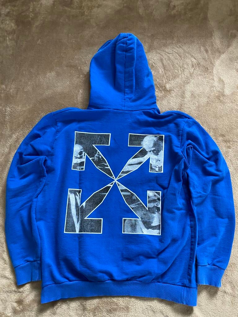 Off-White Caravaggio Arrow Blue Hoodie, Ophalen of Verzenden, Zo goed als nieuw, Maat 48/50 (M), Blauw