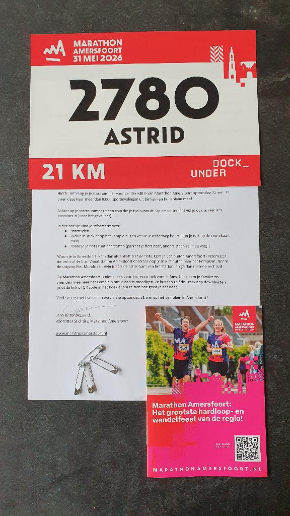 Ticket halve marathon Amersfoort 2026, Tickets en Kaartjes, Sport | Overige, Eén persoon, Mei