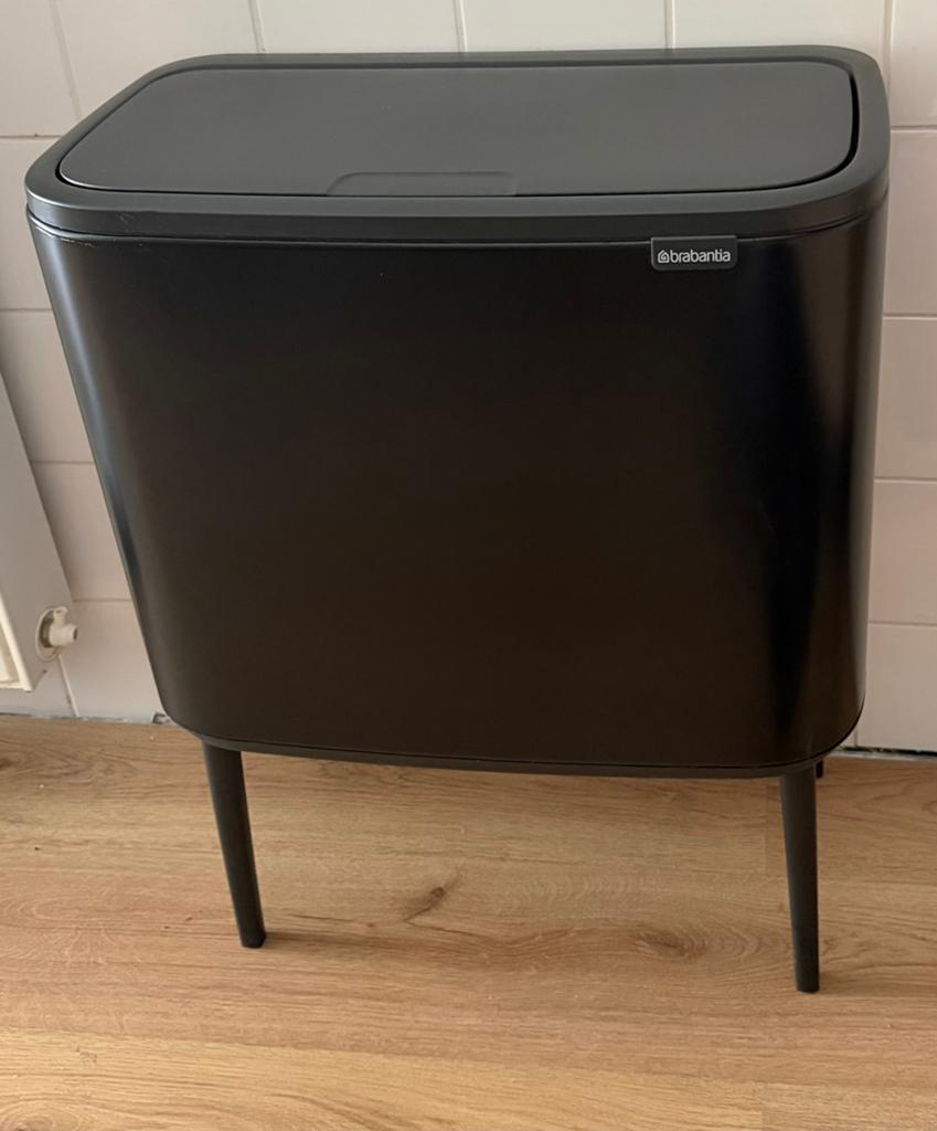 Brabantia Bo Touch Bin 11 + 23L Mat Zwart, 50 tot 75 cm, Ophalen of Verzenden, Zo goed als nieuw, Rvs