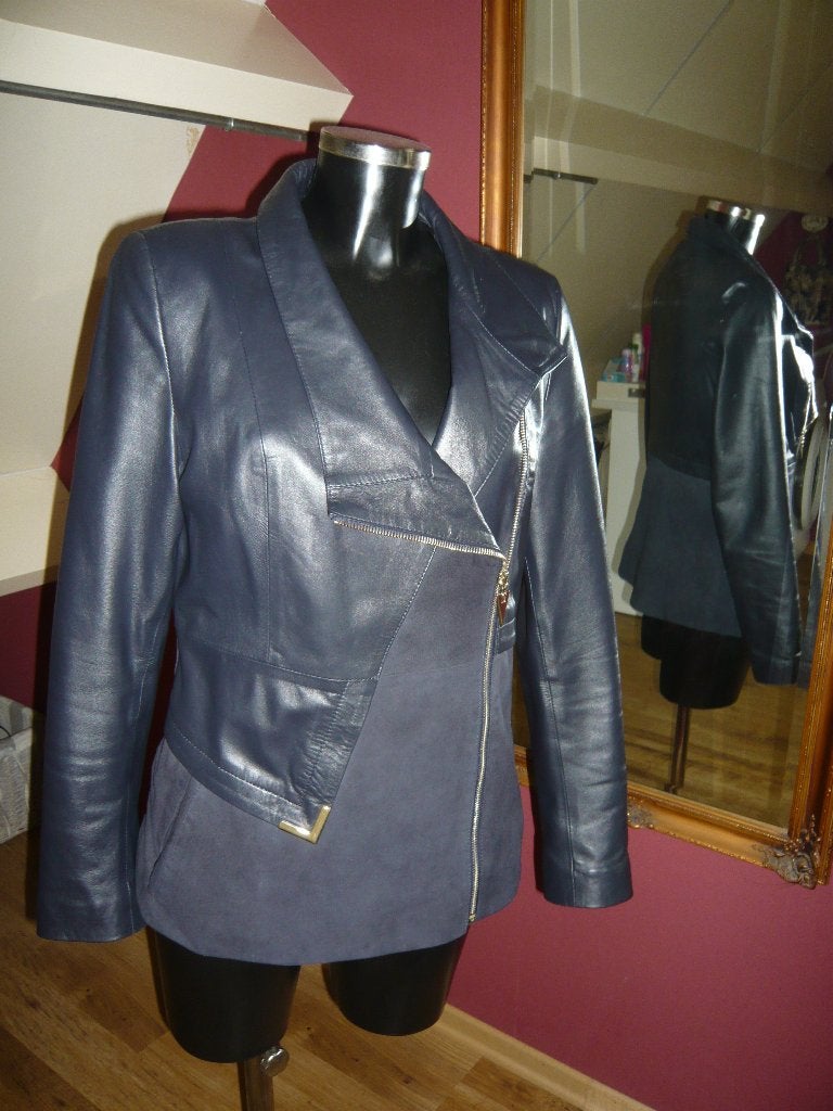 Blauw uniek leer met suede jack jas mt 36-38 (nieuw €350), Kleding | Dames, Jasjes, Kostuums en Pakken, Zo goed als nieuw, Jasje