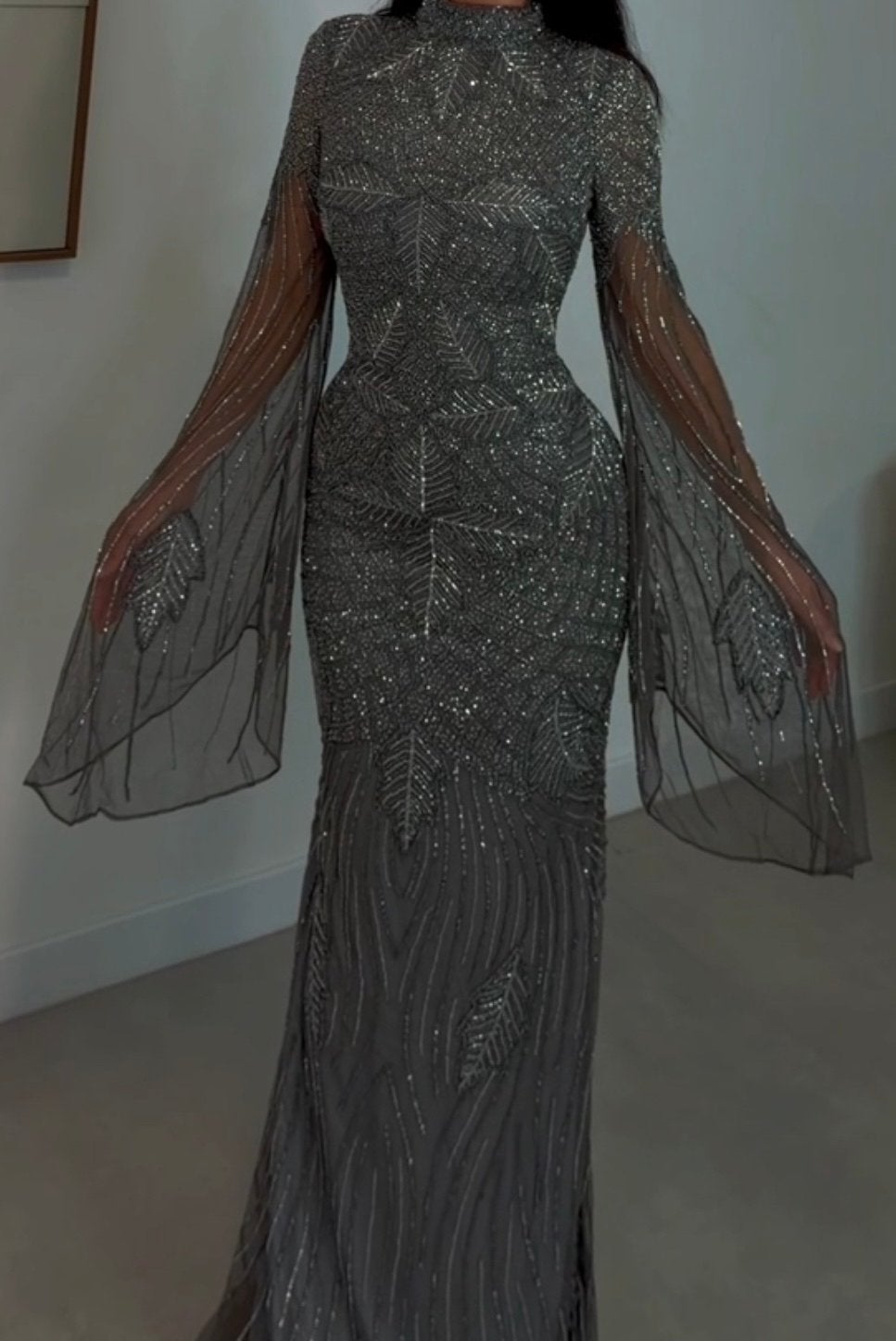 Elegante Galajurk met Pailletten en Wijde Mouwen, Kleding | Dames, Maat 38/40 (M), Galajurk, Ophalen of Verzenden, Zo goed als nieuw