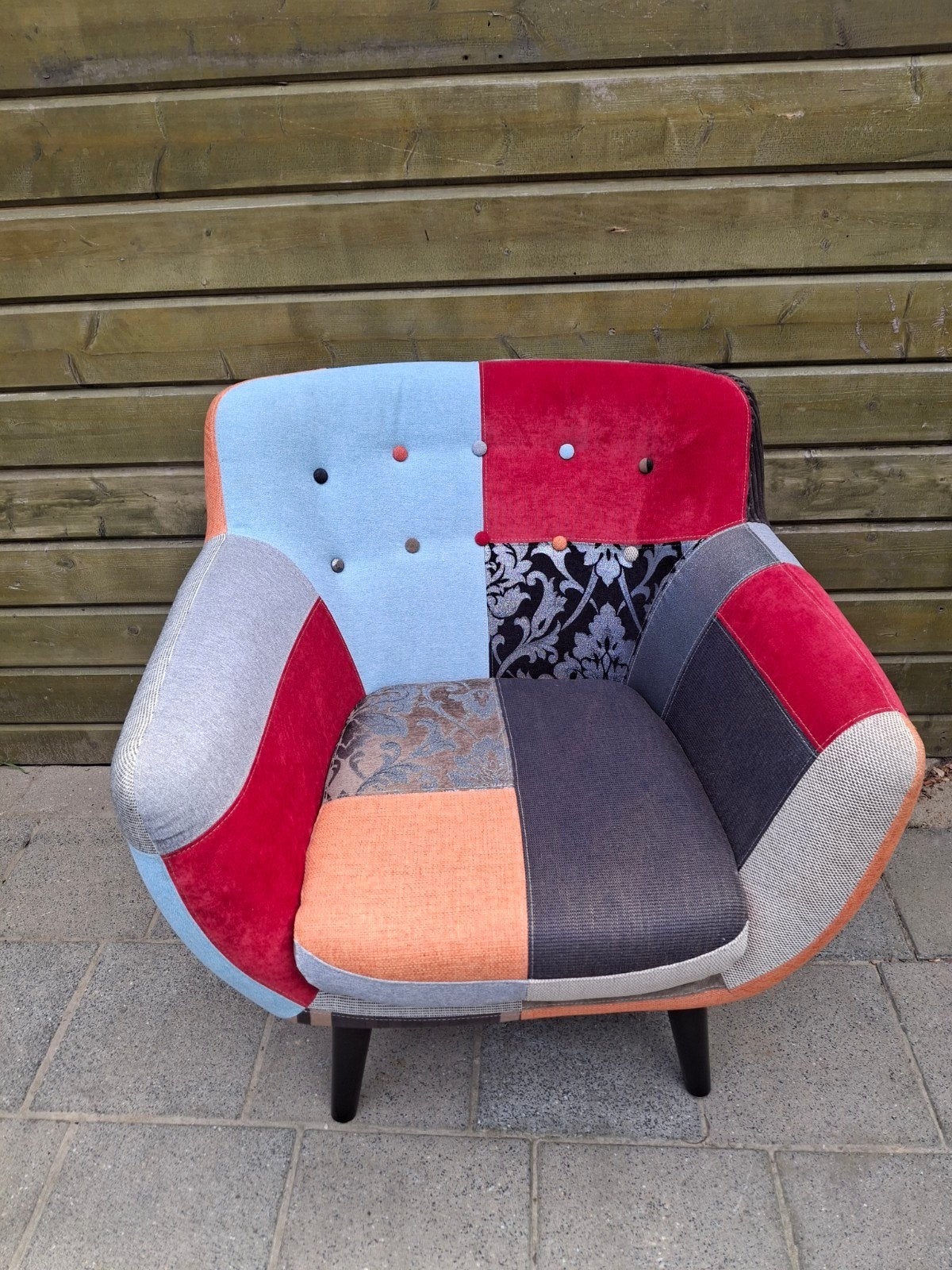 Patchwork fauteuil - Unieke en kleurrijke stoel, Ophalen, Gebruikt, Overige kleuren, Patchwork, Modern, Eclectisch