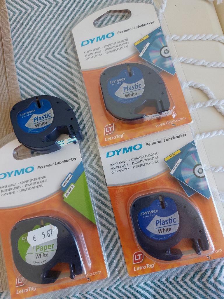 DYMO LetraTag originele labels plastic papier, Ophalen, Nieuw, DYMO