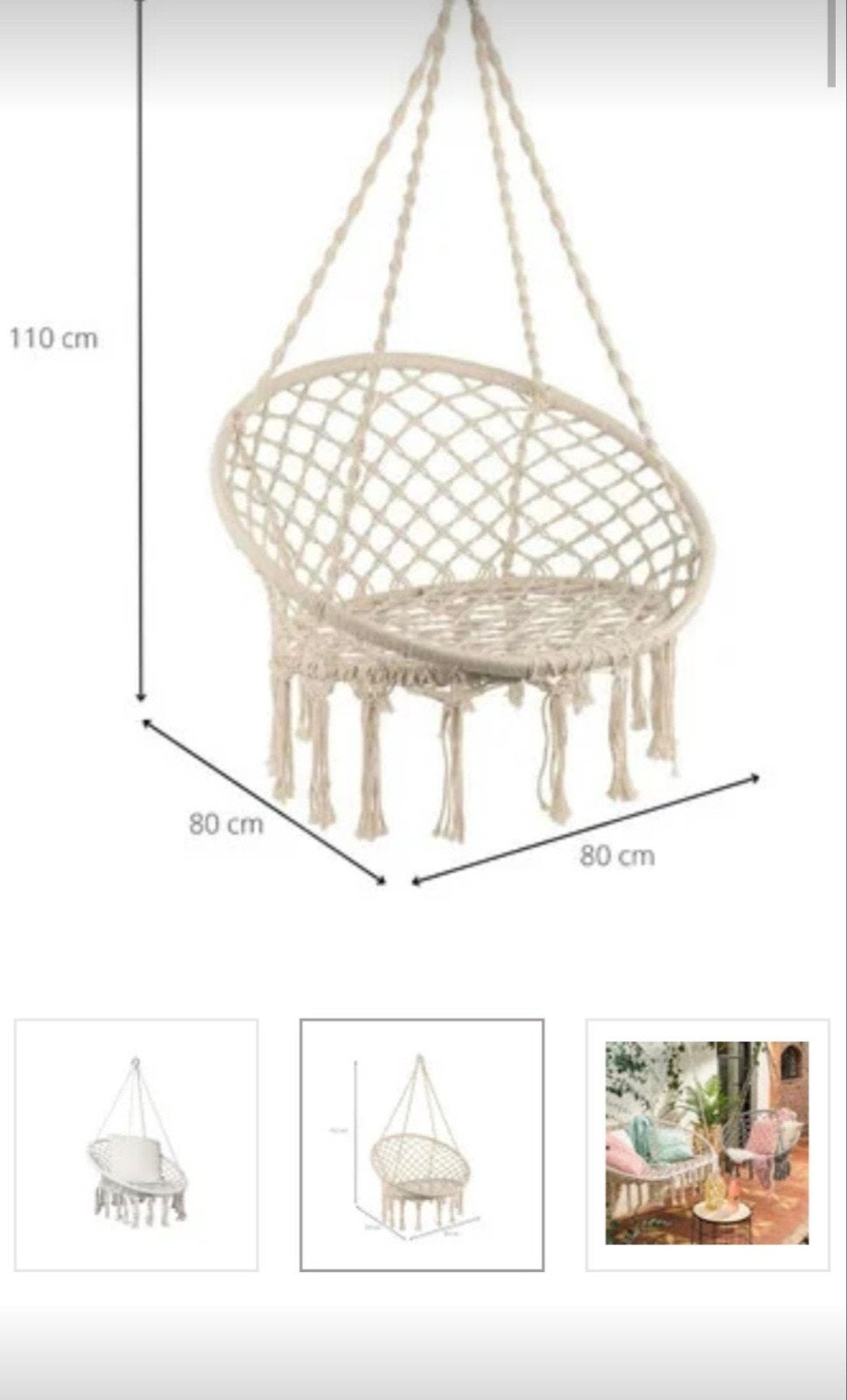 Hangstoel Knoet beige nieuw!, Tuin en Terras, Ophalen, Nieuw