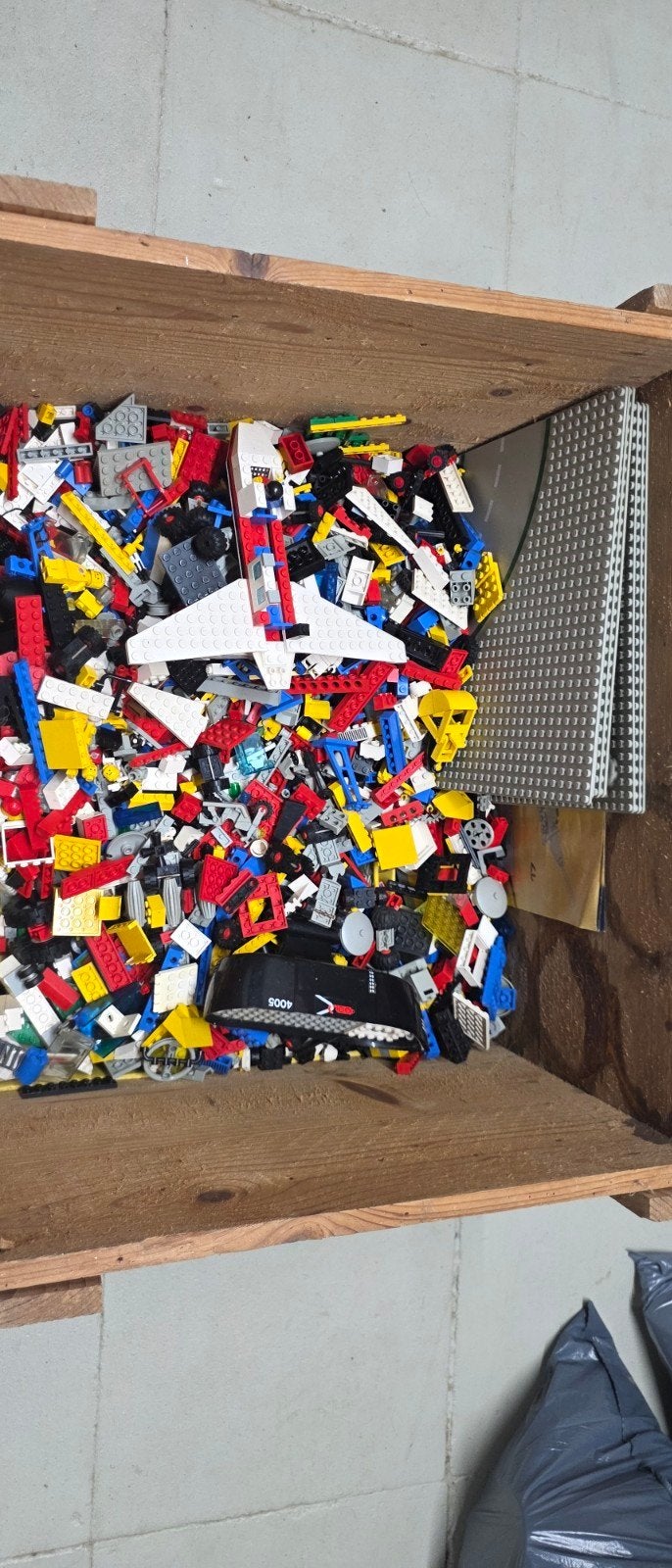 Grote partij LEGO blokken met grondplaten en vliegtuig, Ophalen, Gebruikt