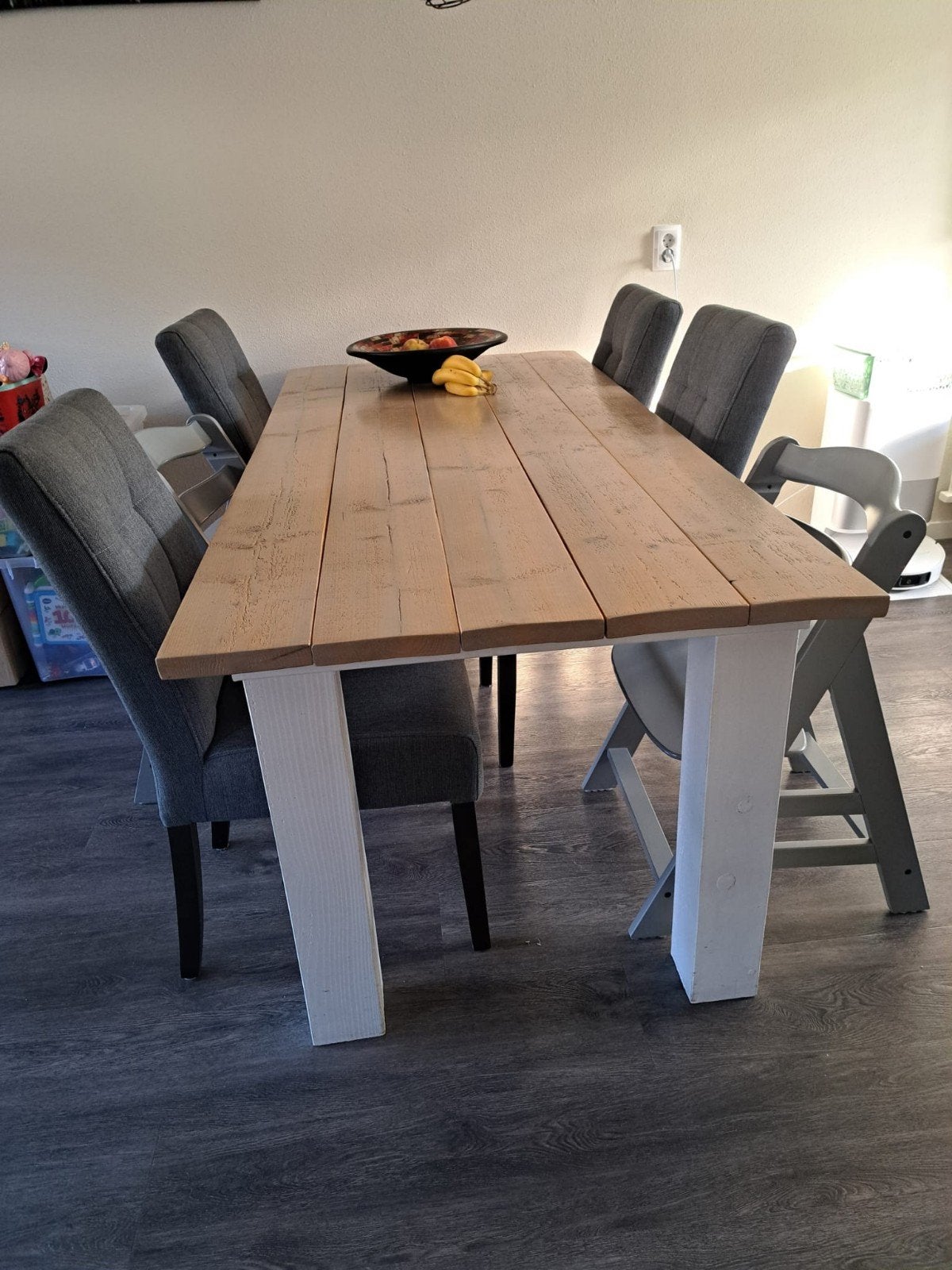 steigerhouten eettafel, Huis en Inrichting, Ophalen, Gebruikt, 200 cm of meer, 50 tot 100 cm