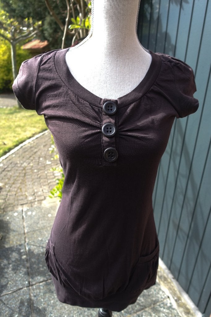 halflange bruine top - TRF - mt M, Maat 38/40 (M), Bruin, Ophalen of Verzenden, Korte mouw