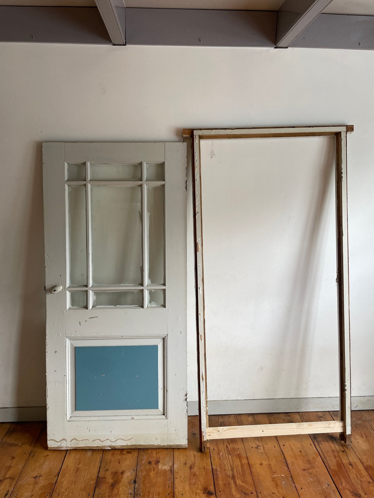 Binnendeur met kozijn - Klassiek design met glas, Ophalen, Gebruikt, 80 tot 100 cm, Binnendeur