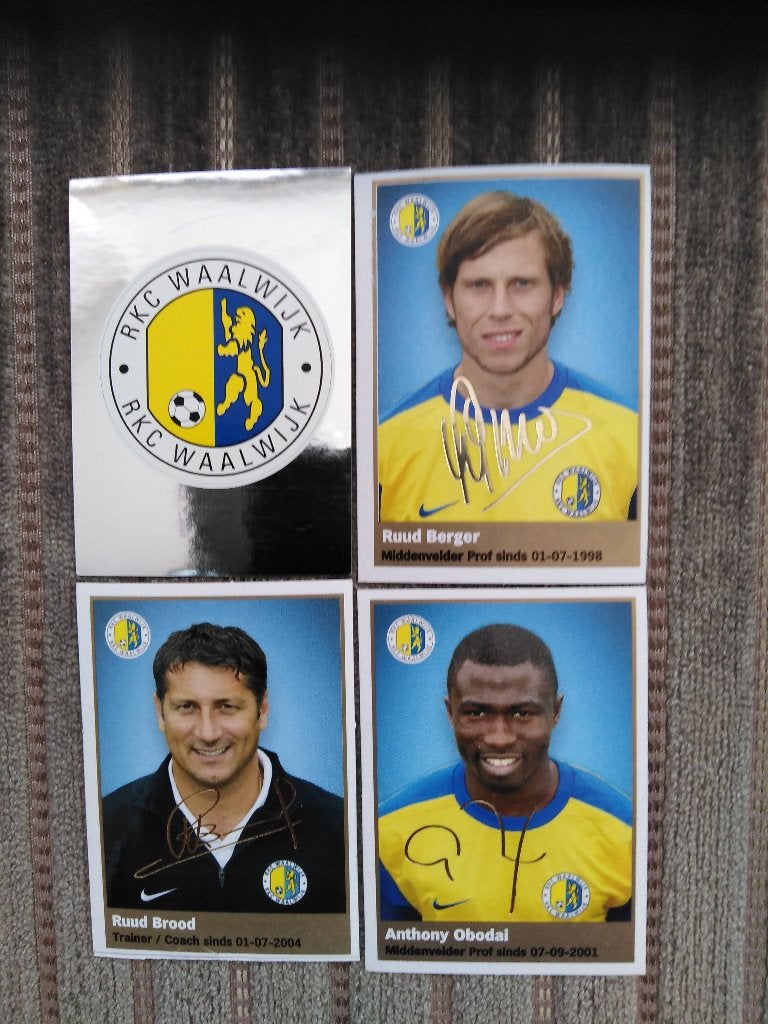 4 plaatjes RKC Waalwijk, Verzamelen, Ophalen of Verzenden, Zo goed als nieuw, Overige binnenlandse clubs, Poster, Plaatje of Sticker