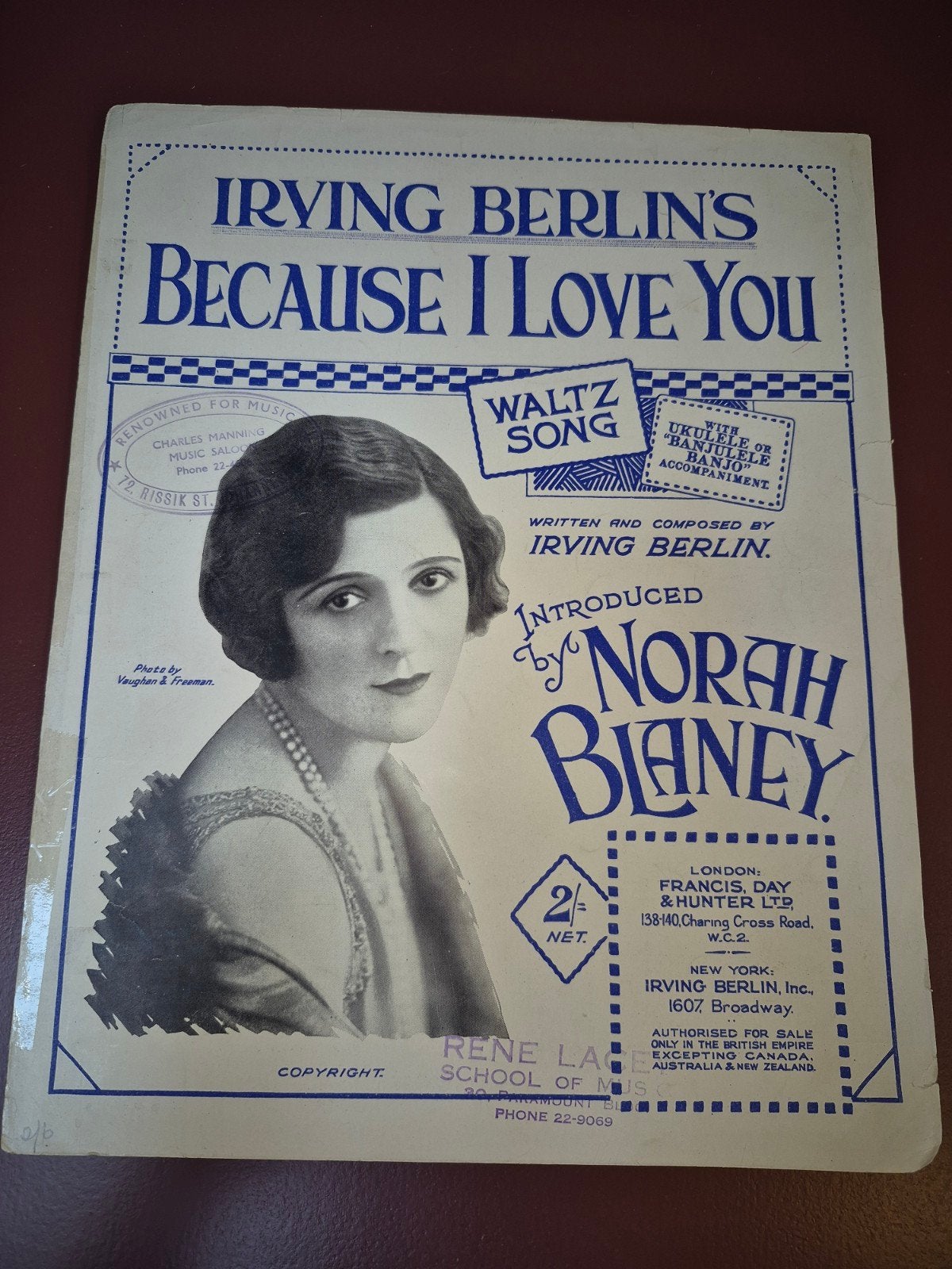Irving Berlin's Because I Love You - Antieke bladmuziek, Zang, Gebruikt, Ophalen of Verzenden, Artiest of Componist