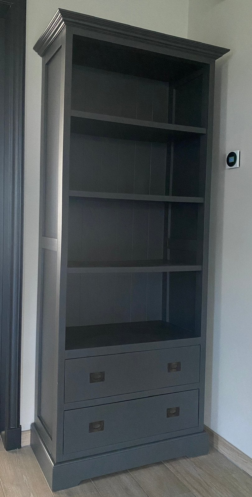 Massief houten boekenkast, Huis en Inrichting, Ophalen, Gebruikt, Met lade(s), 150 tot 200 cm