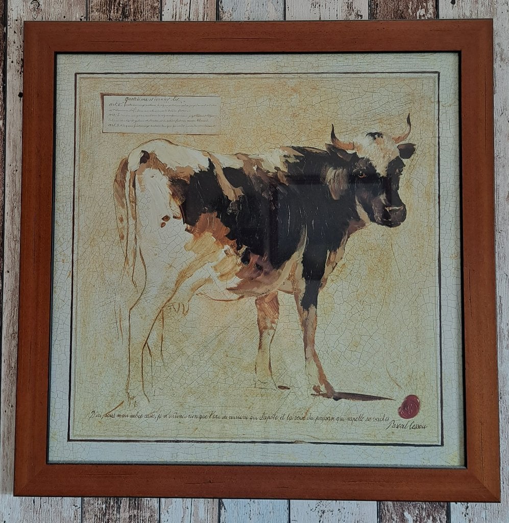 2 afbeeldingen van koeien ingelijst, Huis en Inrichting, Woonaccessoires | Schilderijen, Tekeningen en Foto's, Ophalen, 50 – 75