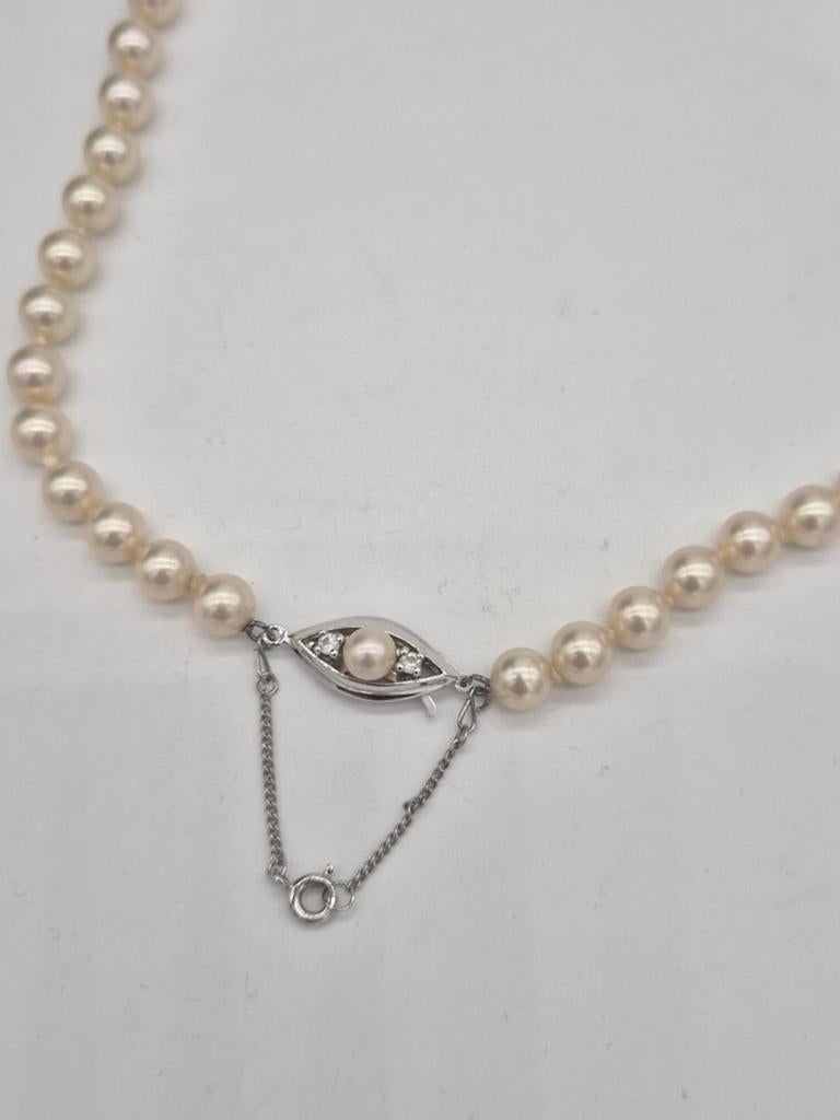 Prachtige parelketting met zilveren sluiting 925, Verzenden, Gebruikt, Wit, Zilver