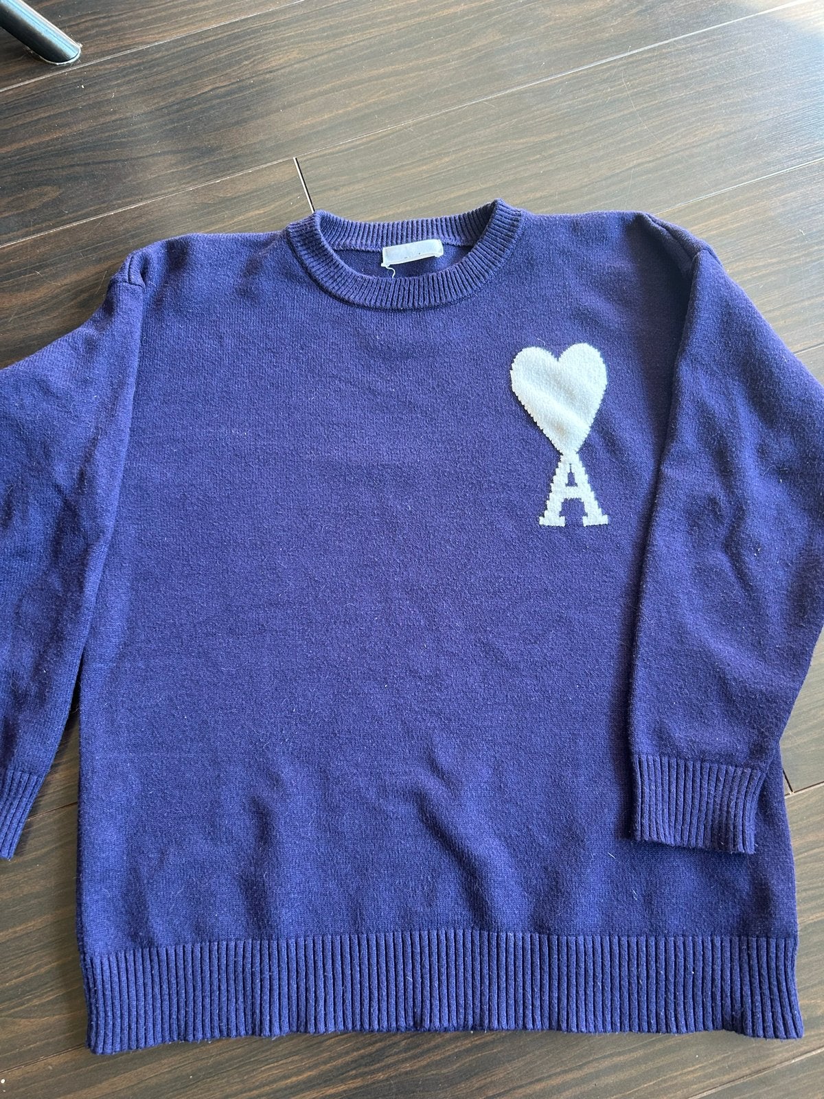 Ami Alexandre Mattiussi trui donkerblauw maat L, Ophalen of Verzenden, Zo goed als nieuw, Maat 42/44 (L), Blauw