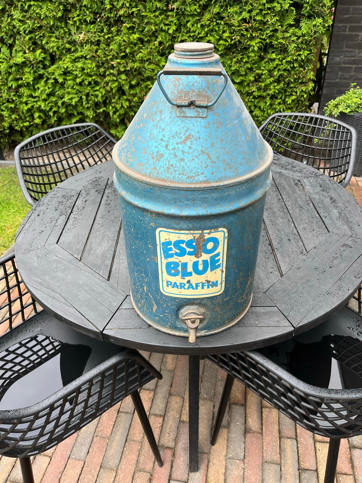 Vintage Esso Blue Paraffine Blik Automaat, Ophalen of Verzenden, Gebruikt