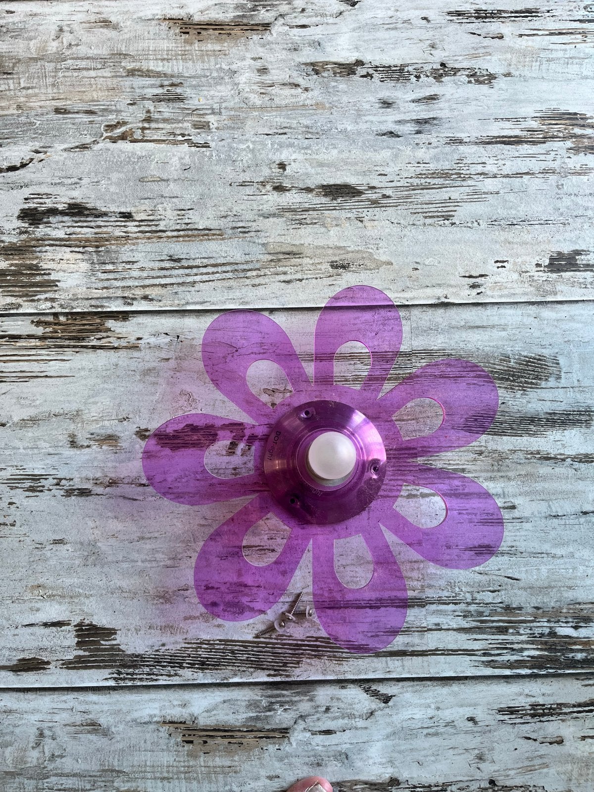 Leuke paarse bloem wandlamp voor kinderkamer, Ophalen, Kunststof, Gebruikt, Paars