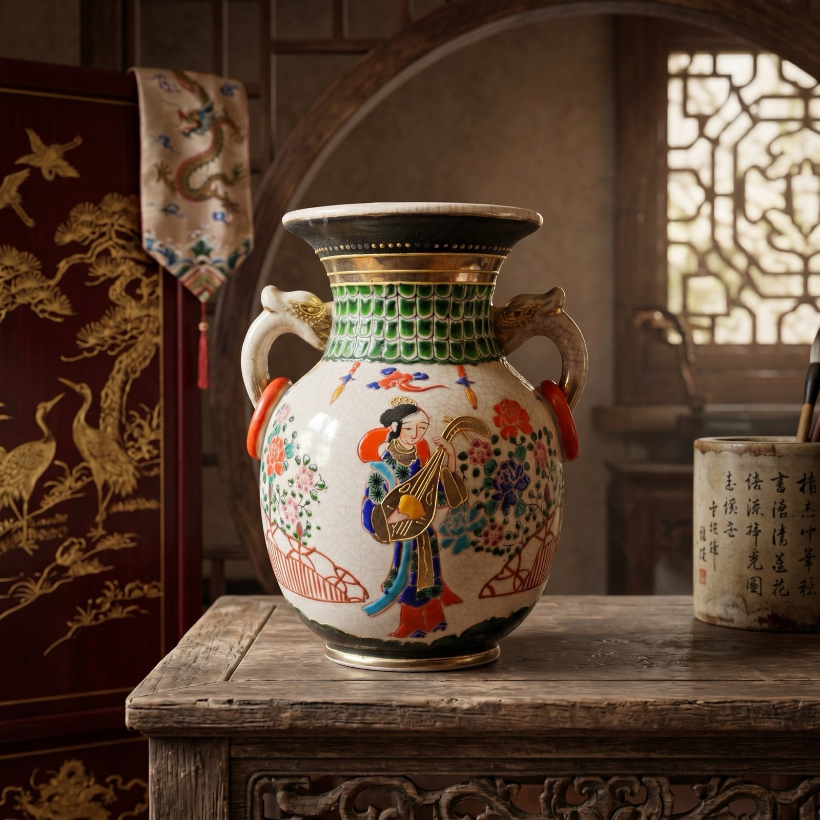 Antieke Japanse Satsuma Vaas - Meiji Periode Stijl, Ophalen of Verzenden