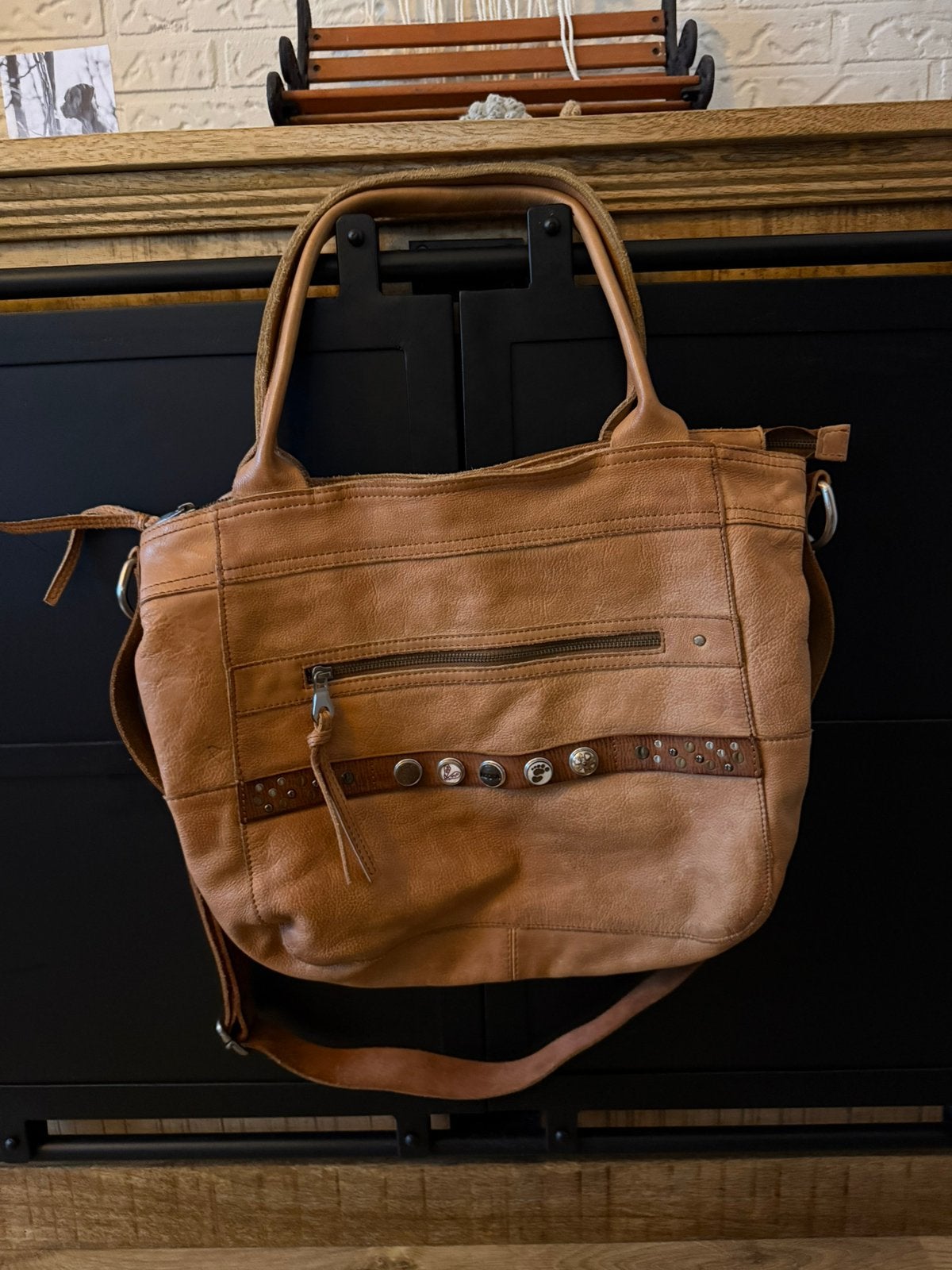 Leren Noosa tas + chuncks, Ophalen, 40 tot 60 cm, Bruin, Minder dan 35 cm