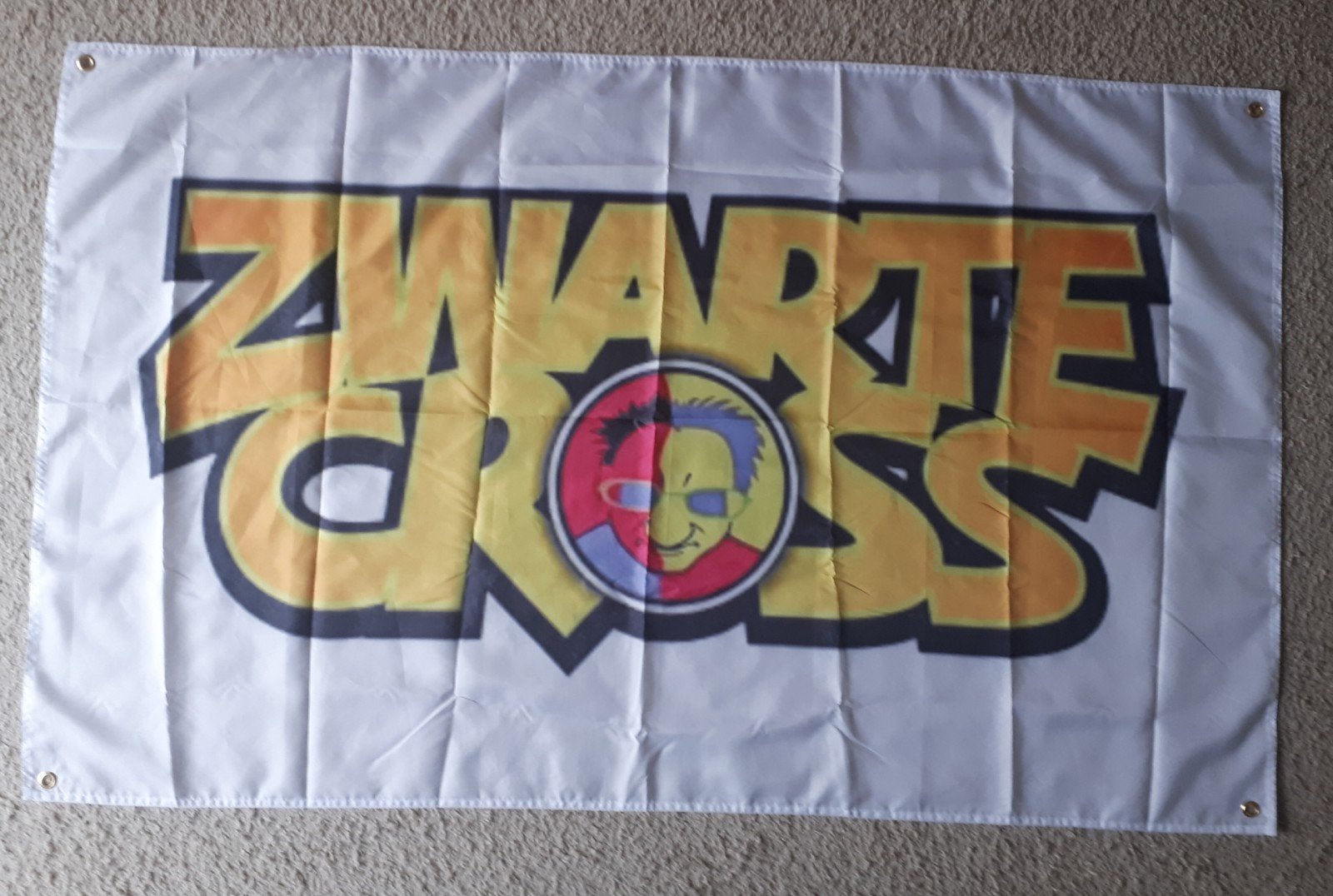 Zwarte Cross 90x150 cm Reclame Vlag, Ophalen of Verzenden, Nieuw, Reclamebord